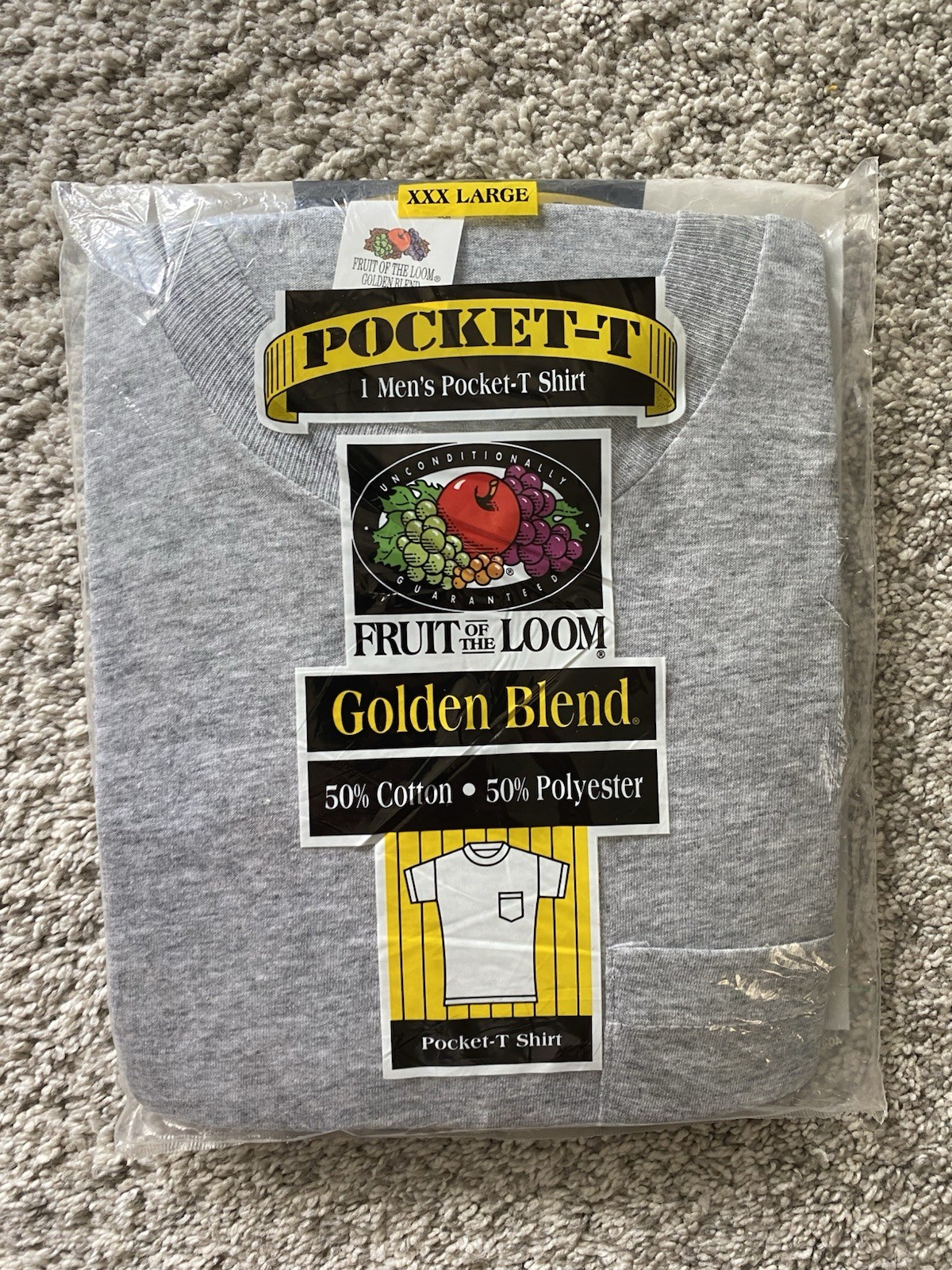 Vtg 90s Fruit of the Loom NEW Men\'s Pocket Tee T Shirt Golden Blend Sz 3XL Vtg 90s Fruit of the Loom NEW Men\'s Pocket Tee T Shirt Golden Blend Sz 3XL