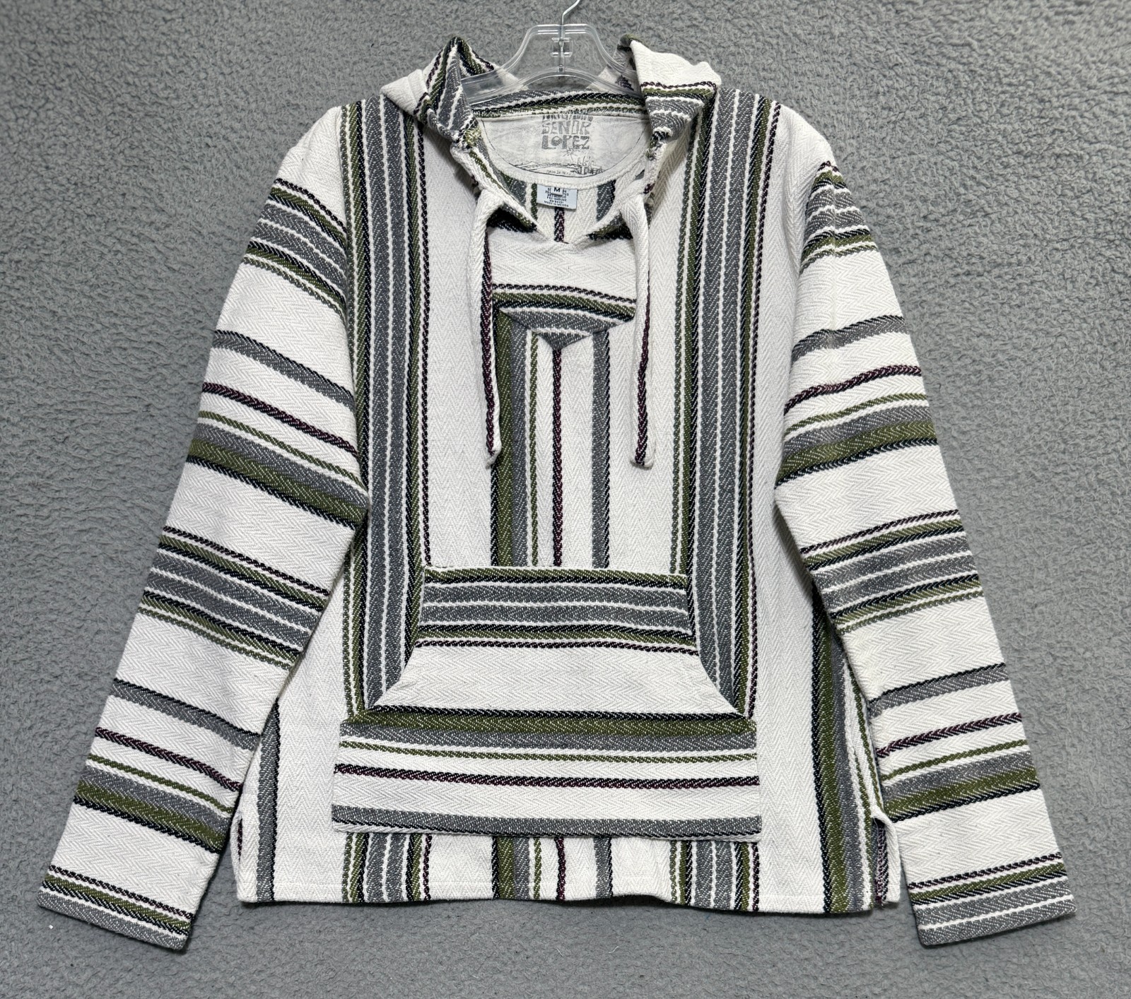 Original Senor Lopez Hoodie Woven Baja Drug Rug Hooded Made In Mexico Mens M Original Senor Lopez Hoodie Woven Baja Drug Rug Hooded Made In Mexico Mens M