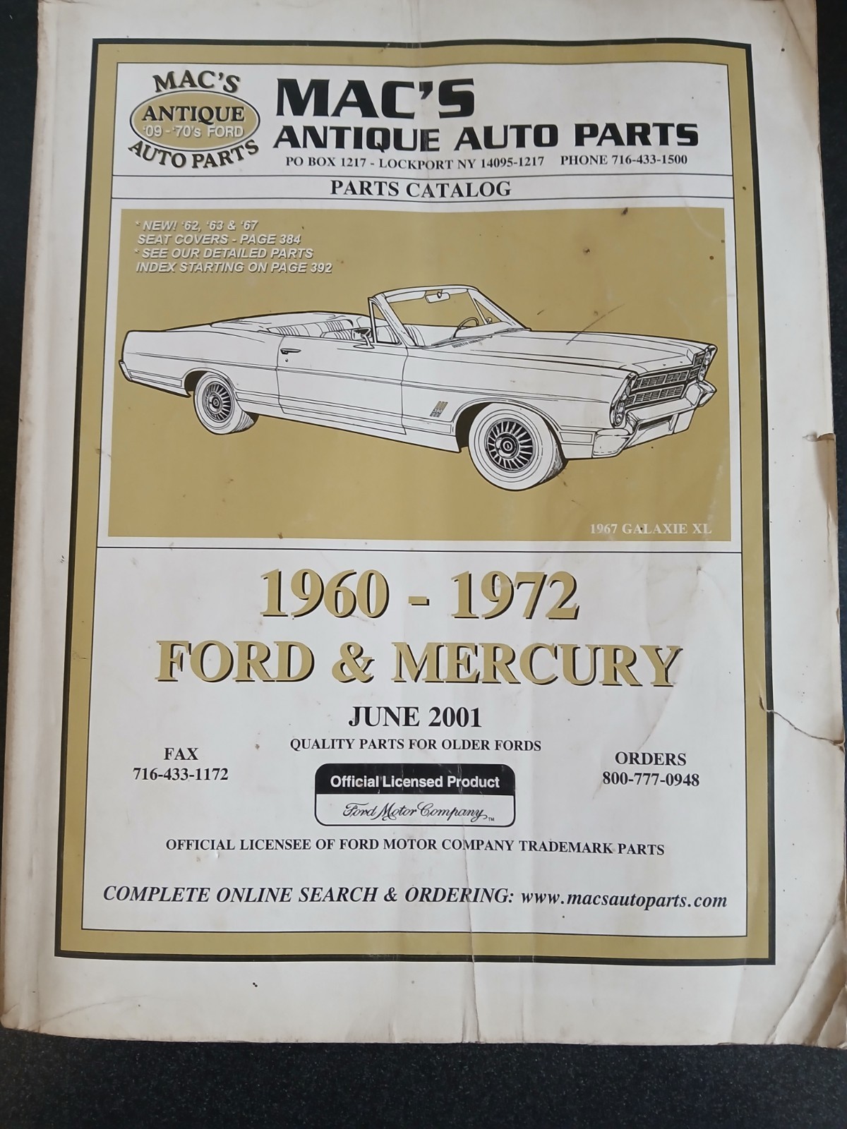 MAC'S Antique Auto Parts Catalog 1960-1972 Ford & Mercury June 2001 edition MAC'S Antique Auto Parts Catalog 1960-1972 Ford & Mercury June 2001 edition