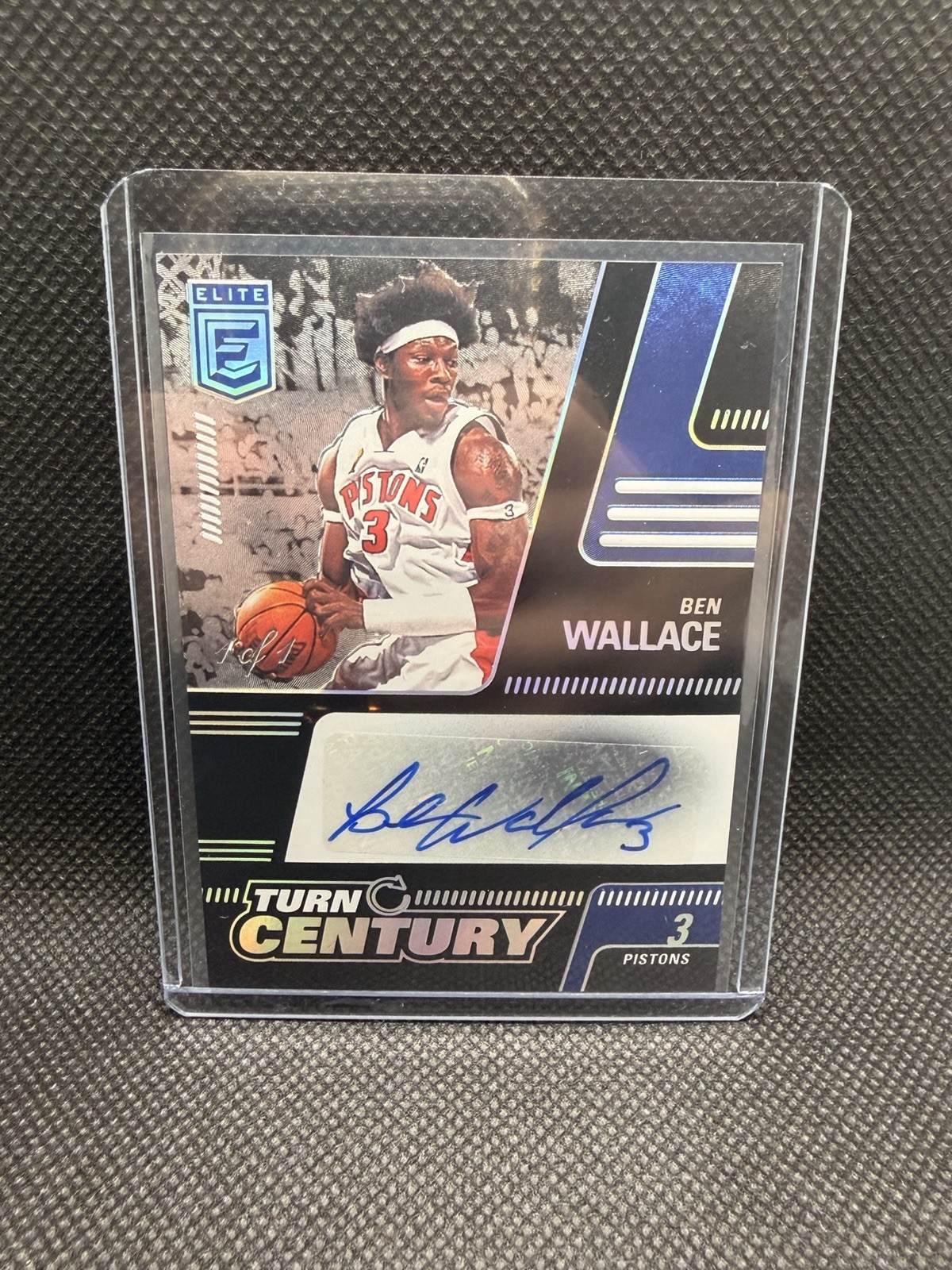 2021 Donruss Elite Ben Wallace Turn of the Century Auto Black 1/1 TC-BWL Pistons