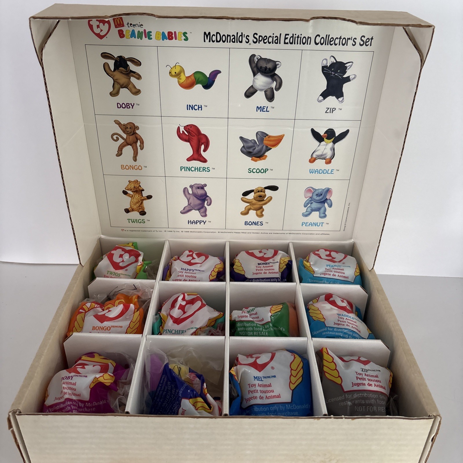 Vintage 1998 McDonalds Ty Teenie Beanie Babies Complete 12 Pc Collector Box Set Vintage 1998 McDonalds Ty Teenie Beanie Babies Complete 12 Pc Collector Box Set