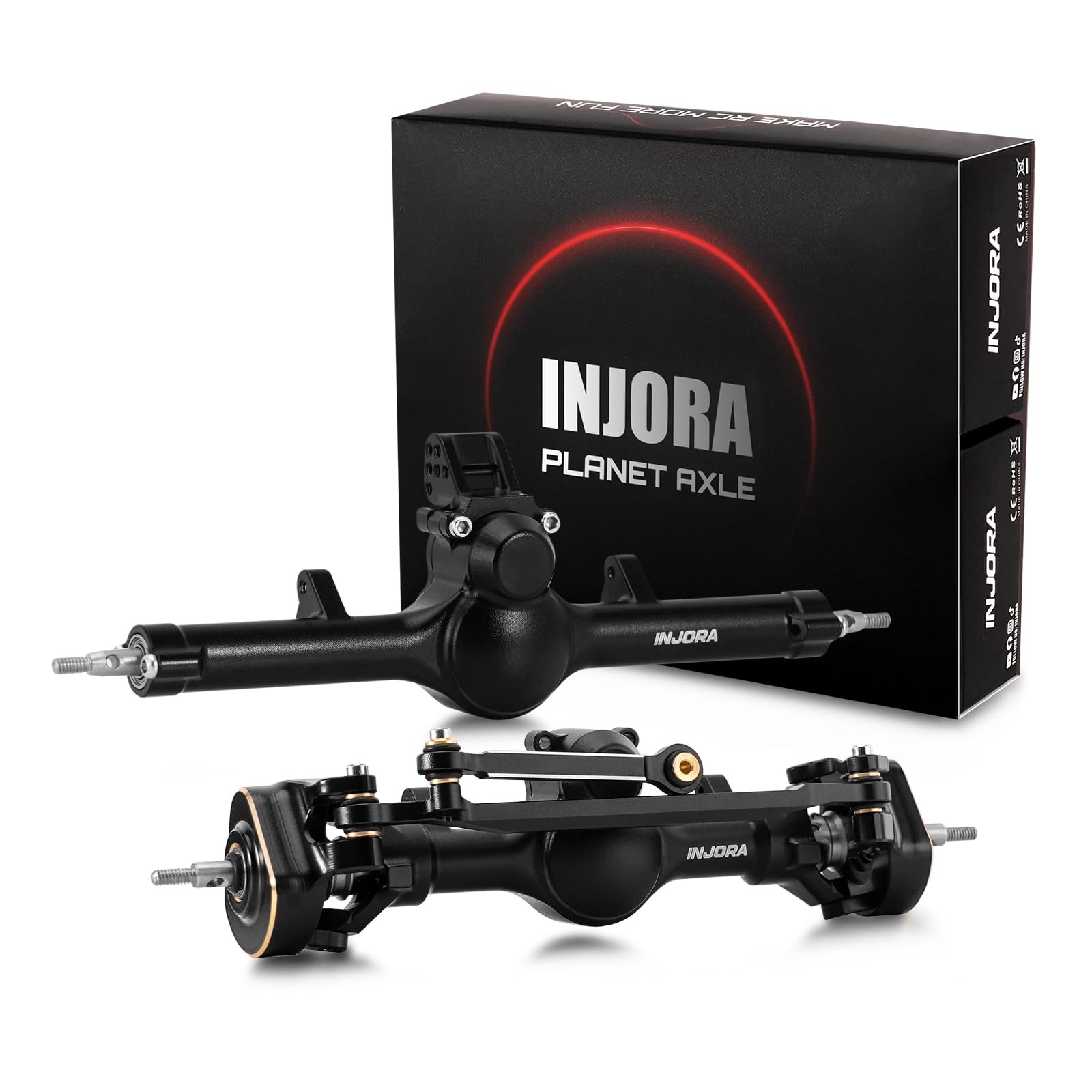 INJORA +4mm Planet Front Rear Axles with Double Joint Shafts & Brass Steering...