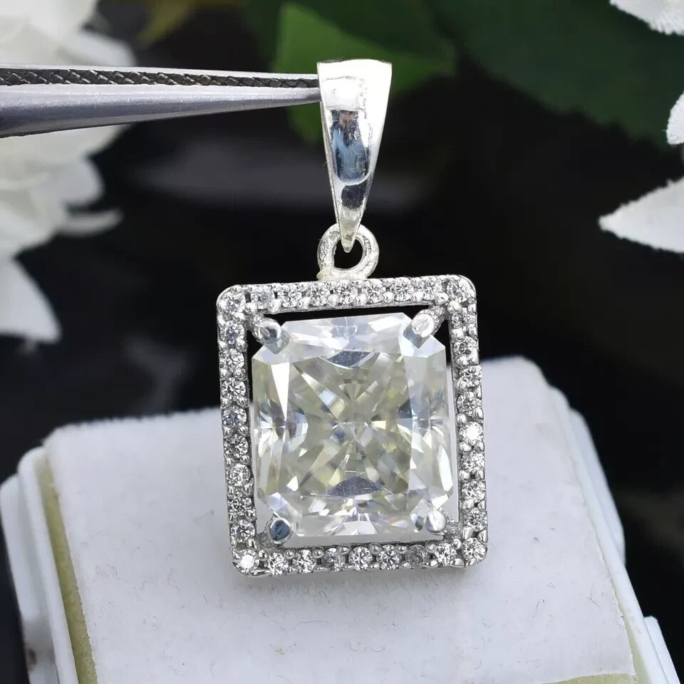 RARE 7.50Ct Certified Off White Diamond Solitaire Pendant 925 Silver Great Shine