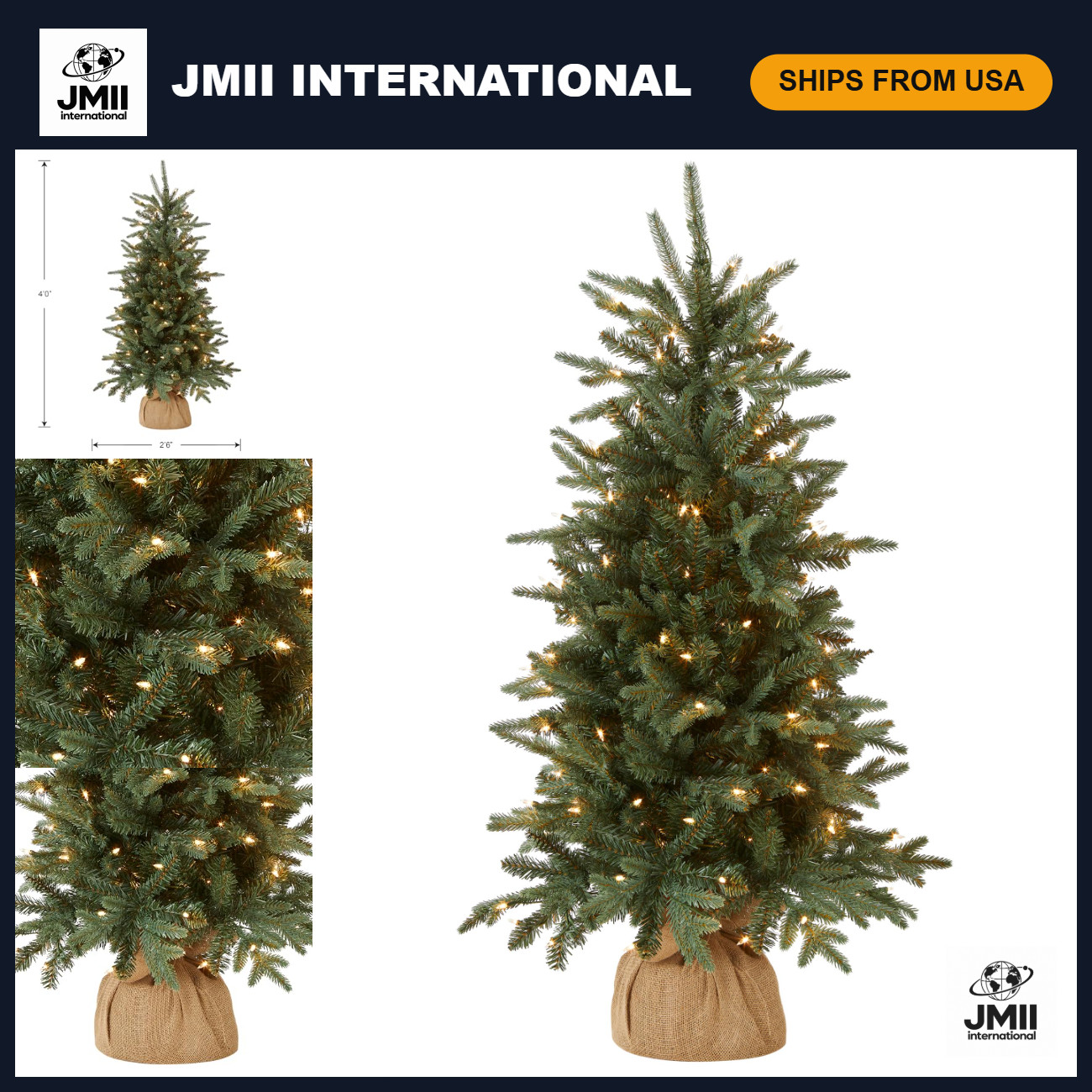 4ft Pre-Lit Mini Christmas Tree - Everyday Collection, Festive Holiday Decor, Ea