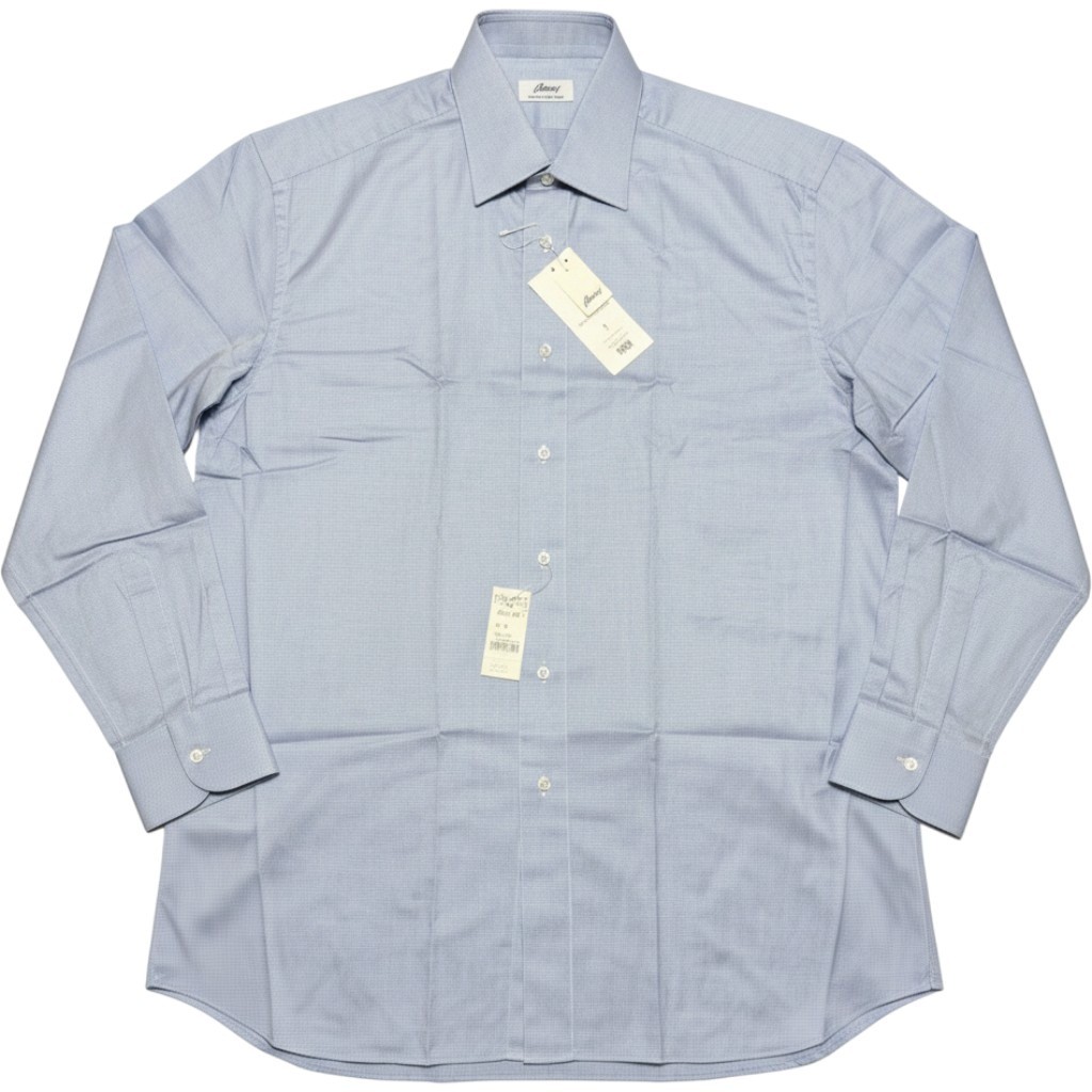 Brioni Barneys New York Blue Micro Pattern Dress Shirt 17.5 44 Italy NEW Brioni Barneys New York Blue Micro Pattern Dress Shirt 17.5 44 Italy NEW