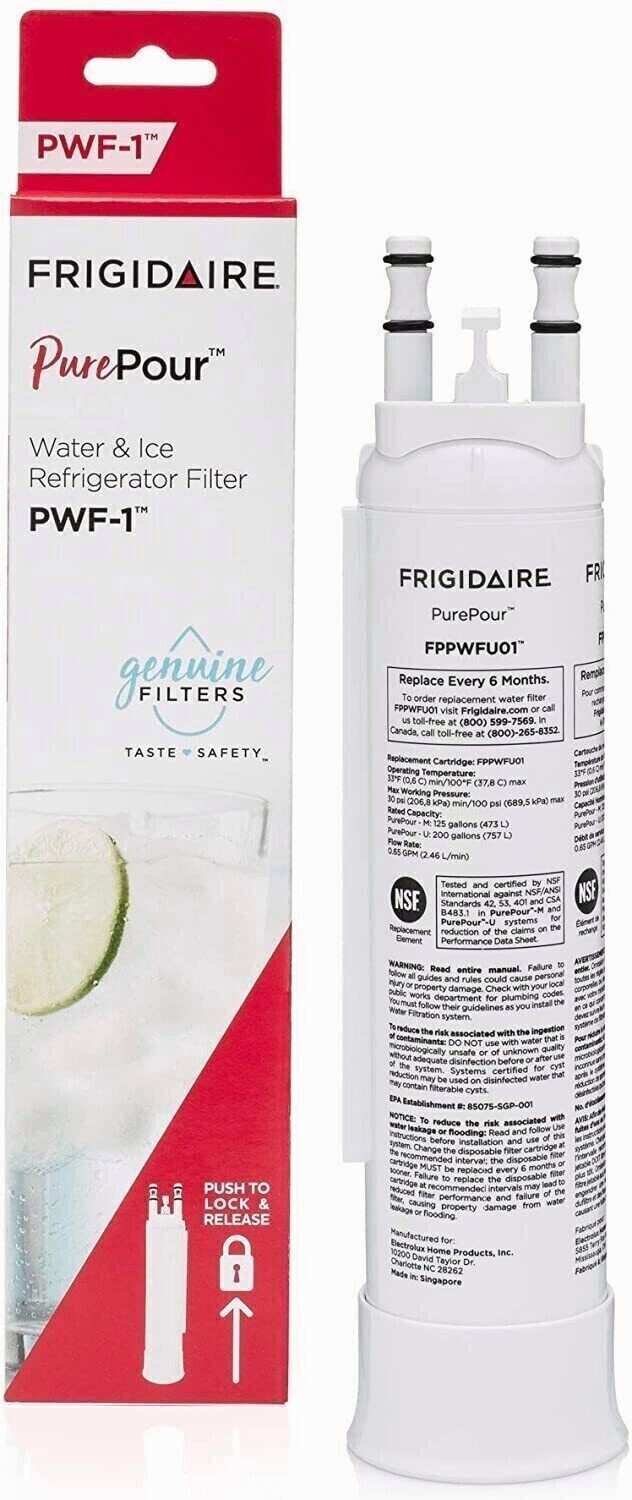 1Pack Frigidaire PWF-1 FPPWFU01 Refrigerator PurePour Water&Ice Filter New 1Pack Frigidaire PWF-1 FPPWFU01 Refrigerator PurePour Water&Ice Filter New
