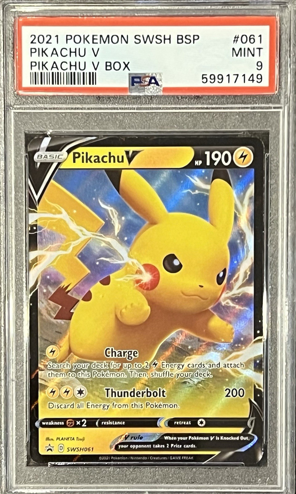 Pokemon TCG Pikachu V SWSH061 SWSH Promo Holo 2021 PSA 9 Mint Pokemon TCG Pikachu V SWSH061 SWSH Promo Holo 2021 PSA 9 Mint