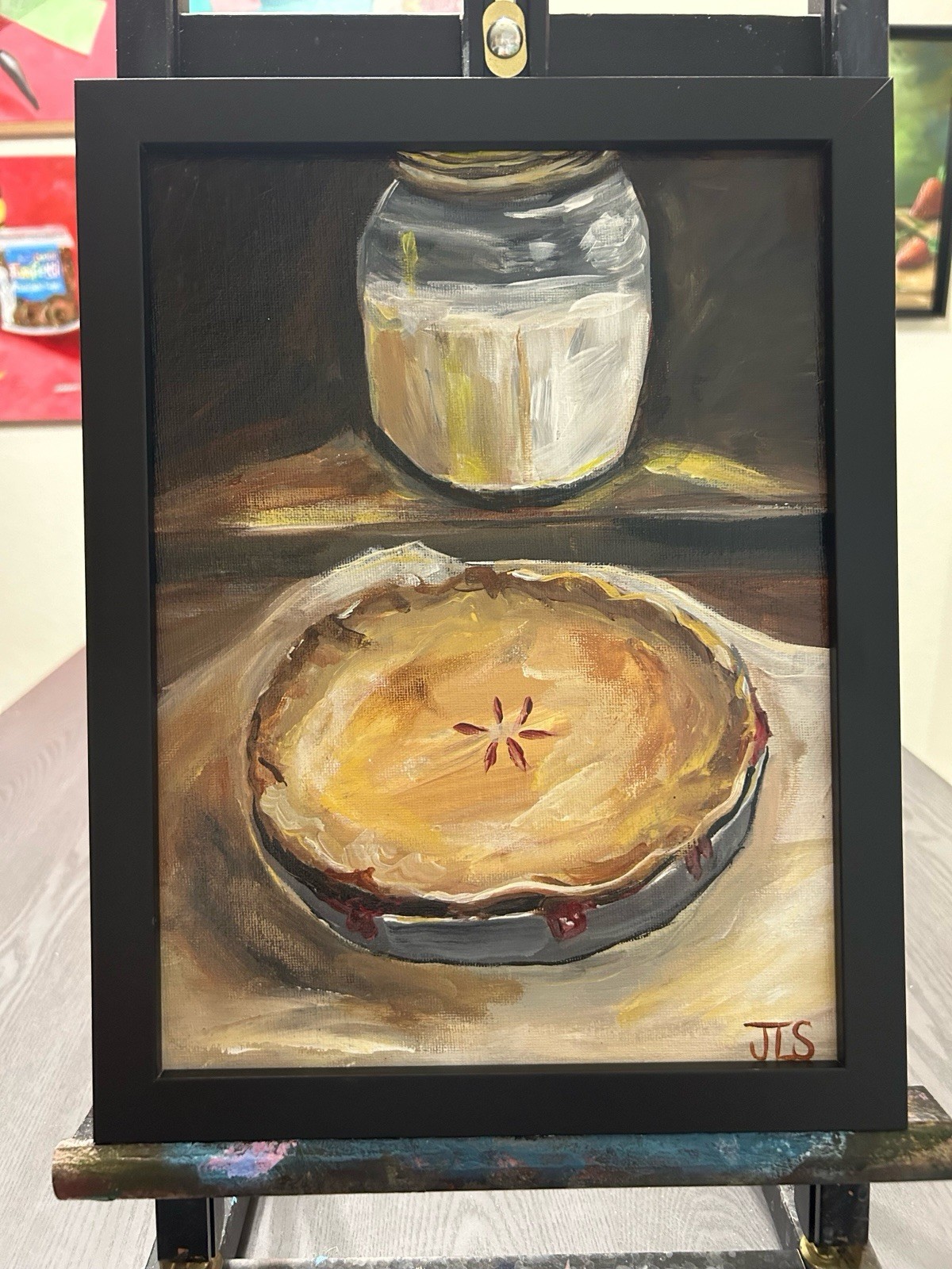 Pie Still Life Hand Painted Signed Original 9 x 12 Framed Fine Art Pie Still Life Hand Painted Signed Original 9 x 12 Framed Fine Art