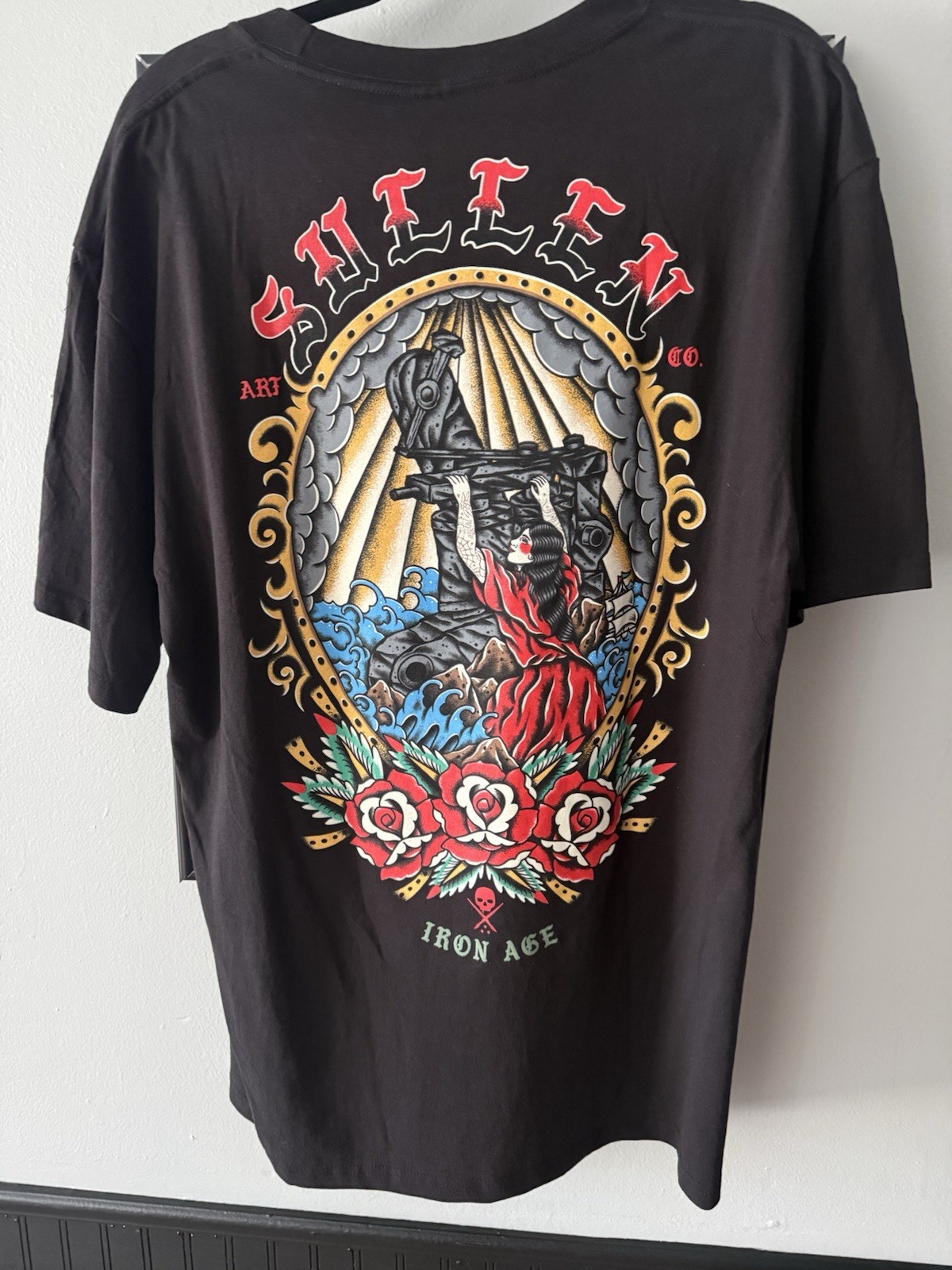Sullen Art Collective Men’s L Black Cotton Jersey Double-Sided Skull Rose Tee Sullen Art Collective Men’s L Black Cotton Jersey Double-Sided Skull Rose Tee