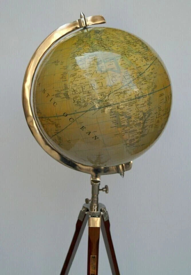 Big Floor World Globe on Adjustable Wooden Tripod Stand 12″ Atlas Decor gift