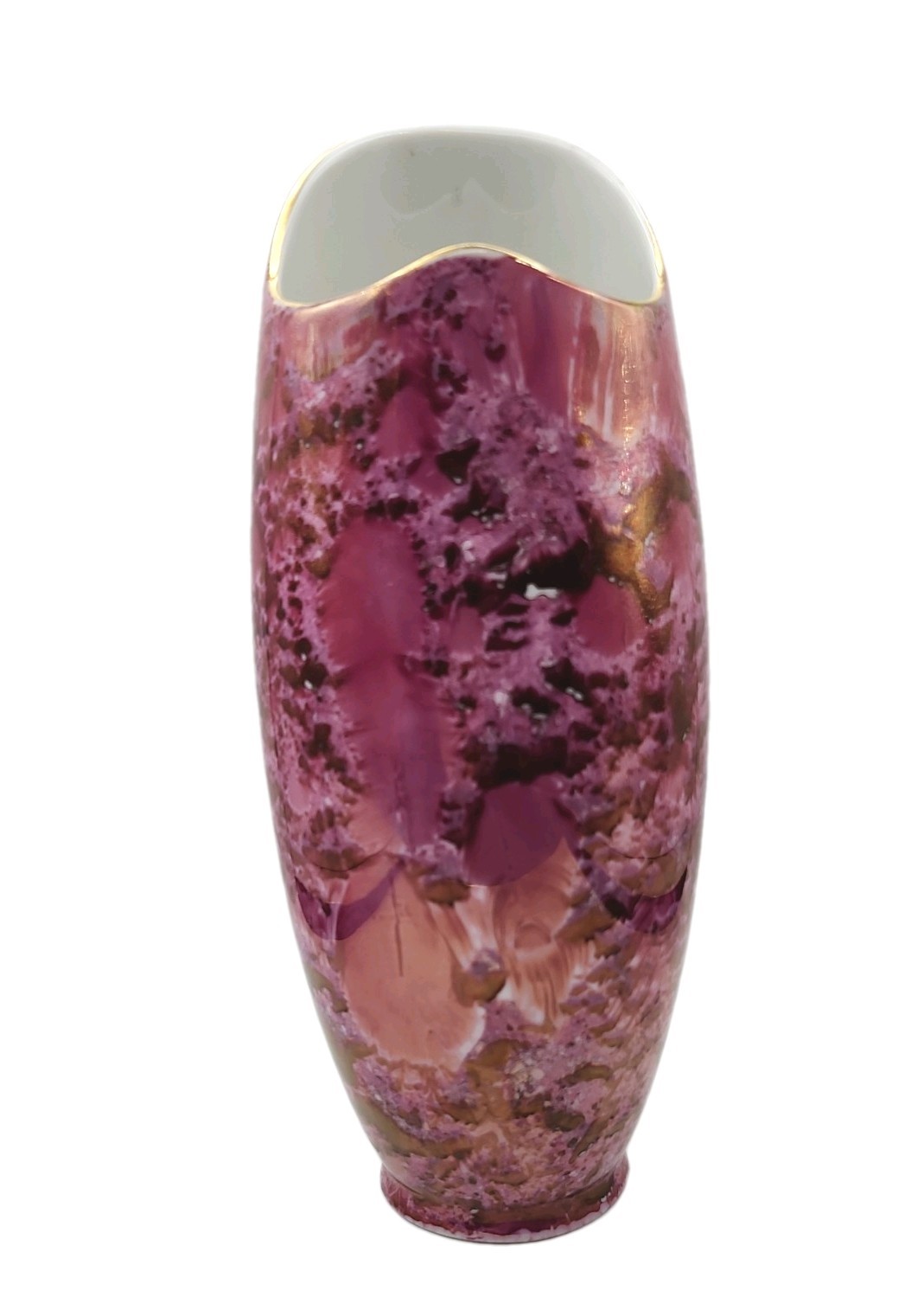 Vintage Hollóháza Hungary 508 Luster Vase László Jurcsák Purple Gold 8.5\ Vintage Hollóháza Hungary 508 Luster Vase László Jurcsák Purple Gold 8.5\