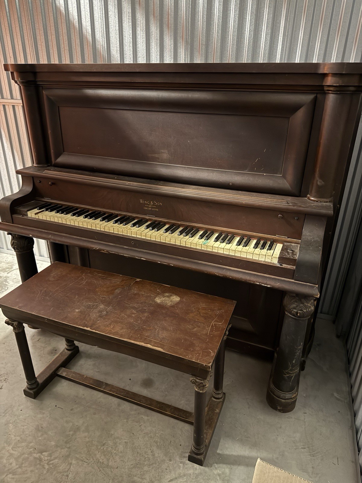 Vintage 1917 Wing & Son Piano w/ Rare 5-Pedal Orchestral Attachment