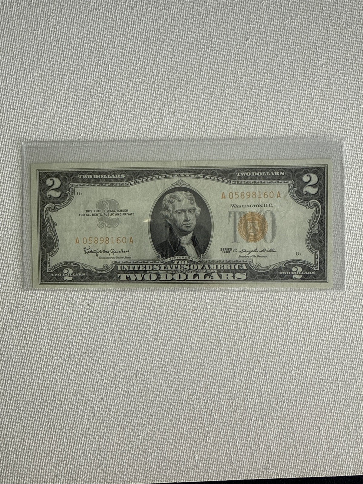 1963 $2 Dollar Bill Yellow SEAL Note 1963 $2 Dollar Bill Yellow SEAL Note