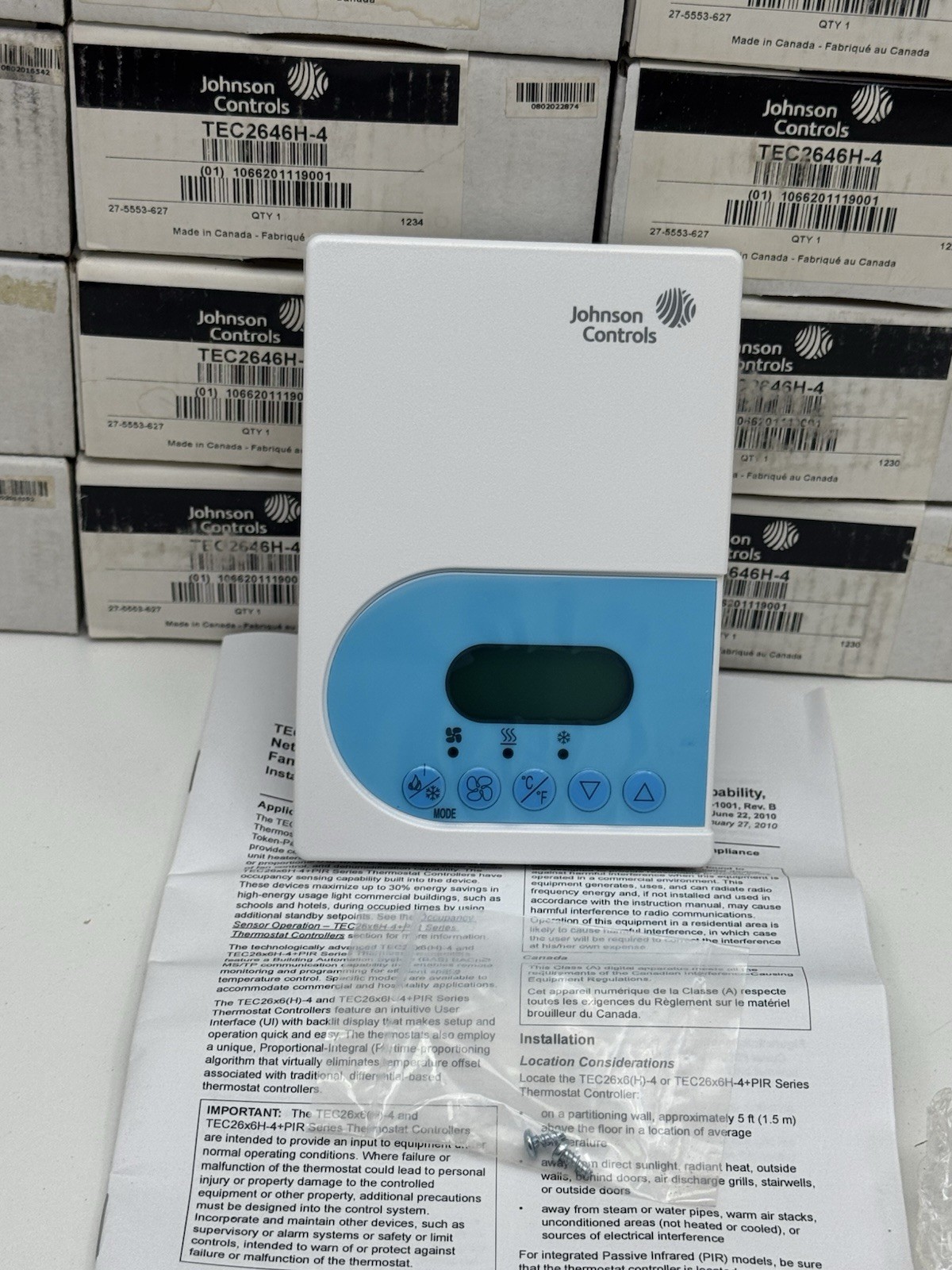 JOHNSON CONTROLS TEC2646H-4 FCU HOSPITALITY THERMOSTAT