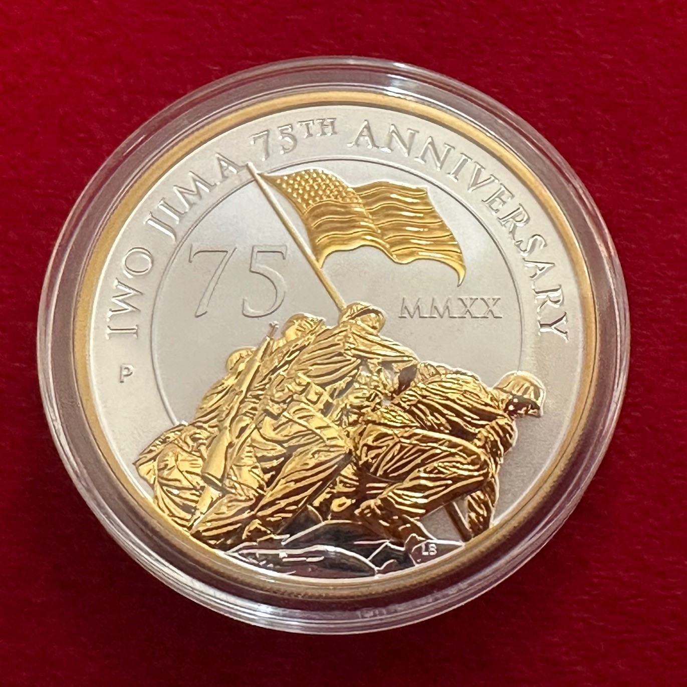 2020 1 Troy OZ .9999 Silver Tuvalu Iwo Jima Coin w/ 24K Gilding by SFS
