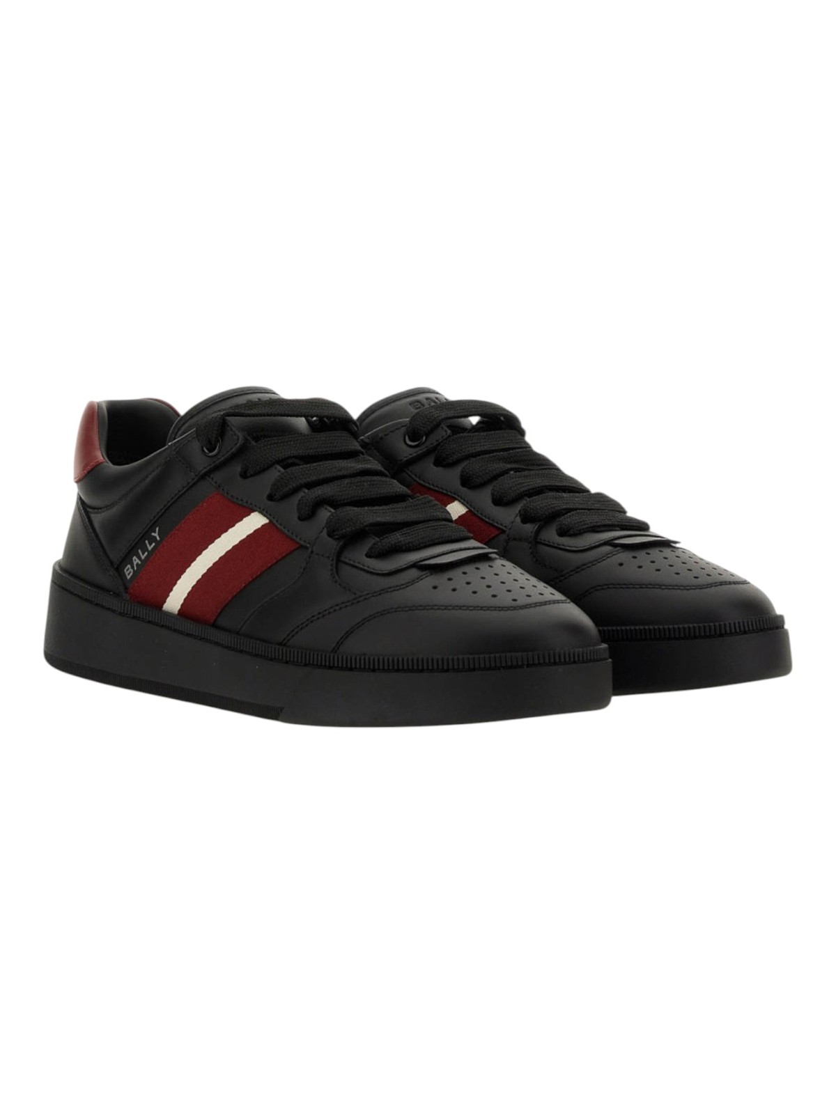 Bally Rebby 6306537 Men\'s Black Canvas-Trimmed Leather Sneakers MSRP $685