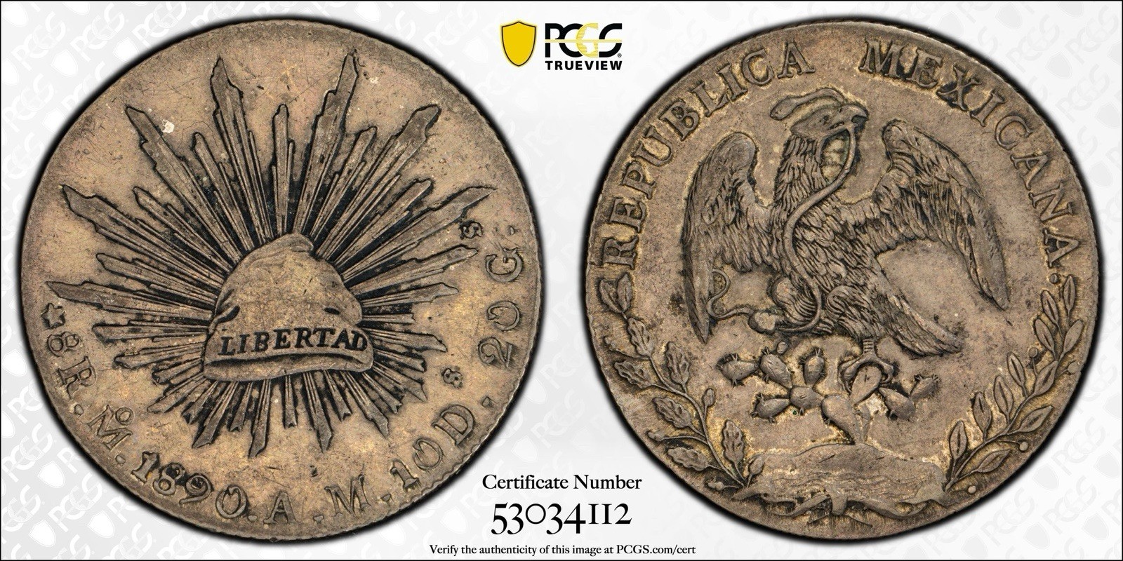 1890 Mo AM Mexico 8 Reales PCGS AU Detail Tough To See The Graffiti?? 1890 Mo AM Mexico 8 Reales PCGS AU Detail Tough To See The Graffiti??