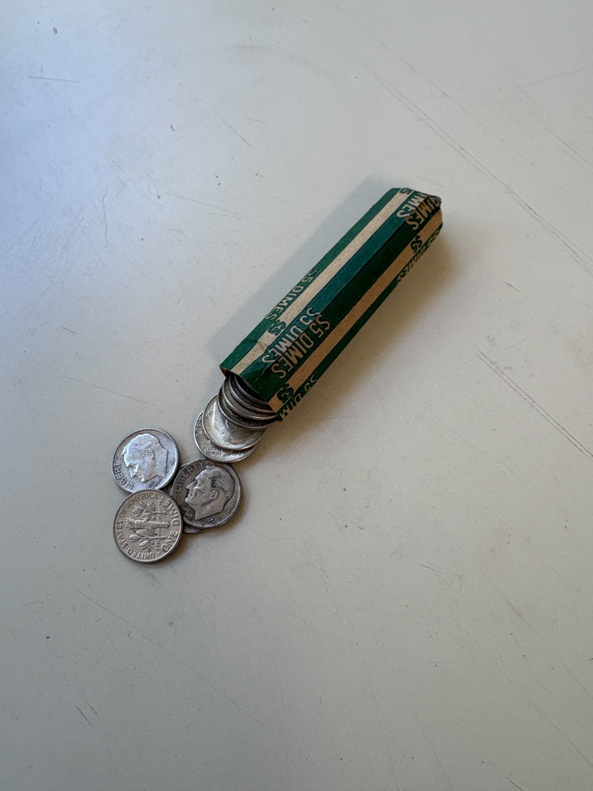 1950's - 1964 90% Silver Roosevelt Dimes Roll 50 Coin Lot Collection *4860 1950's - 1964 90% Silver Roosevelt Dimes Roll 50 Coin Lot Collection *4860