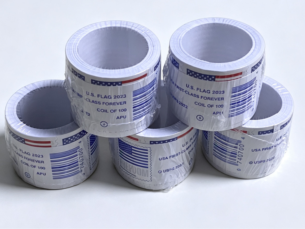 5 Rolls of 100 USPS Postage Stamps, Totaling 500 Pieces 2023 delivery fast 5 Rolls of 100 USPS Postage Stamps, Totaling 500 Pieces 2023 delivery fast