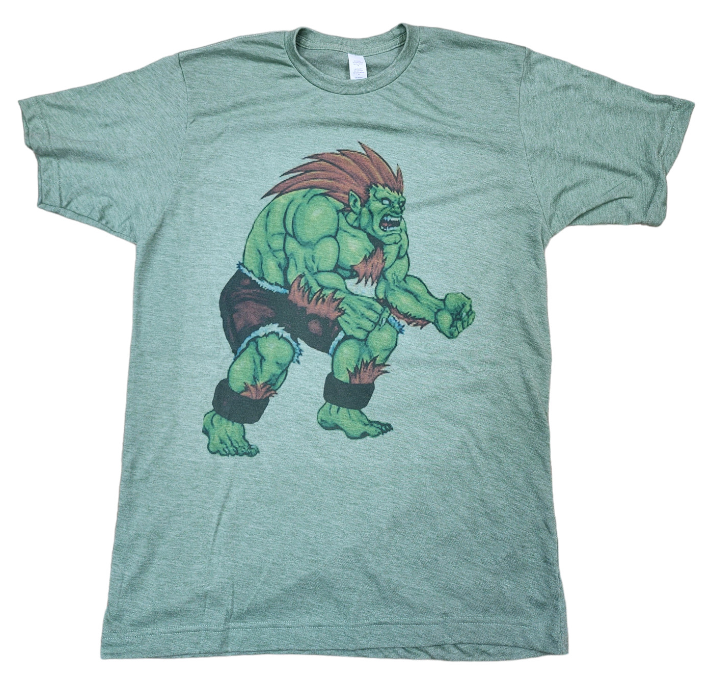 BLANKA Video Gamer STREET Fighter Classic Shirt Green Vintage Graphic Soft Style BLANKA Video Gamer STREET Fighter Classic Shirt Green Vintage Graphic Soft Style