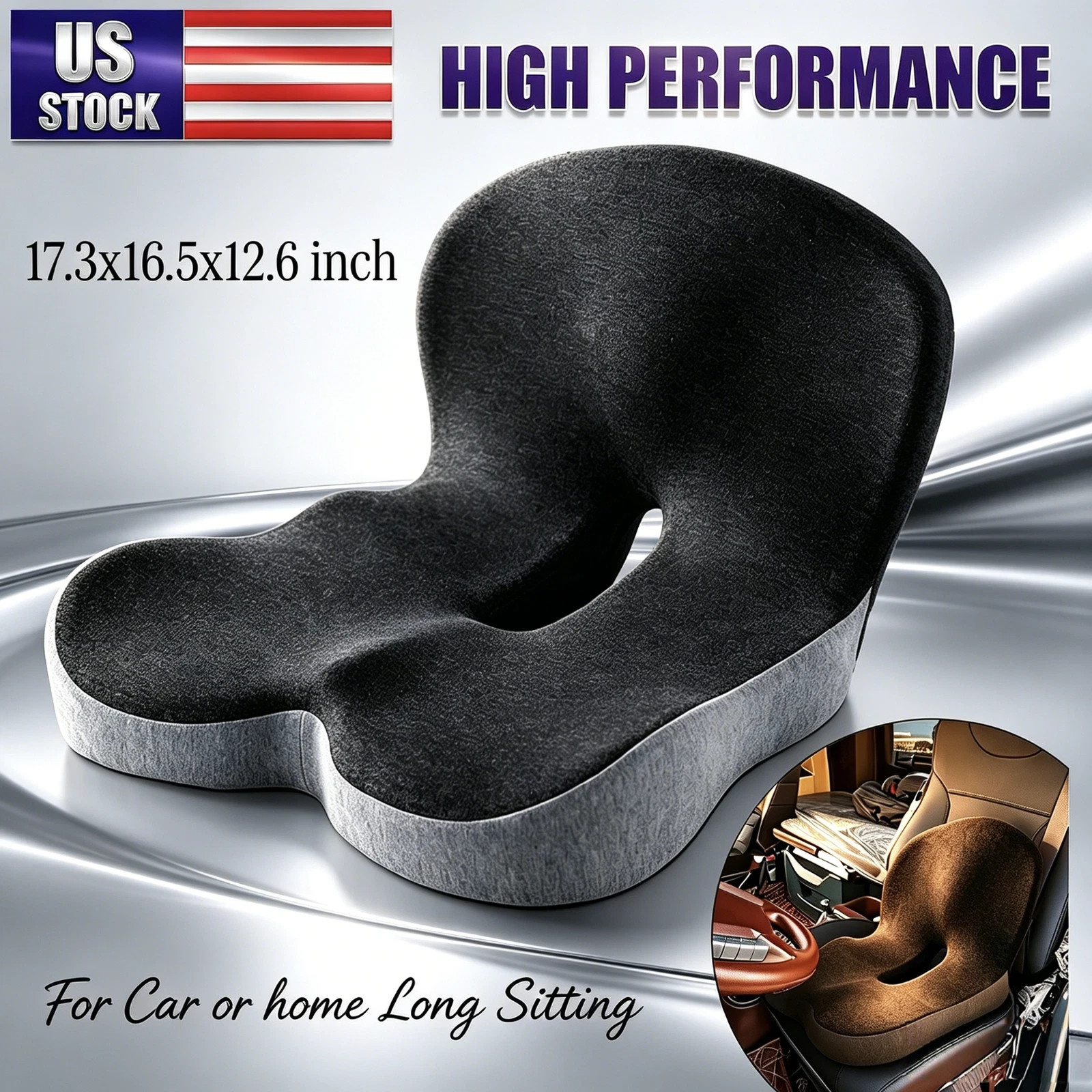 Memory Foam Seat Cushion Lumbar Support Ergonomic Back Support for Office Car