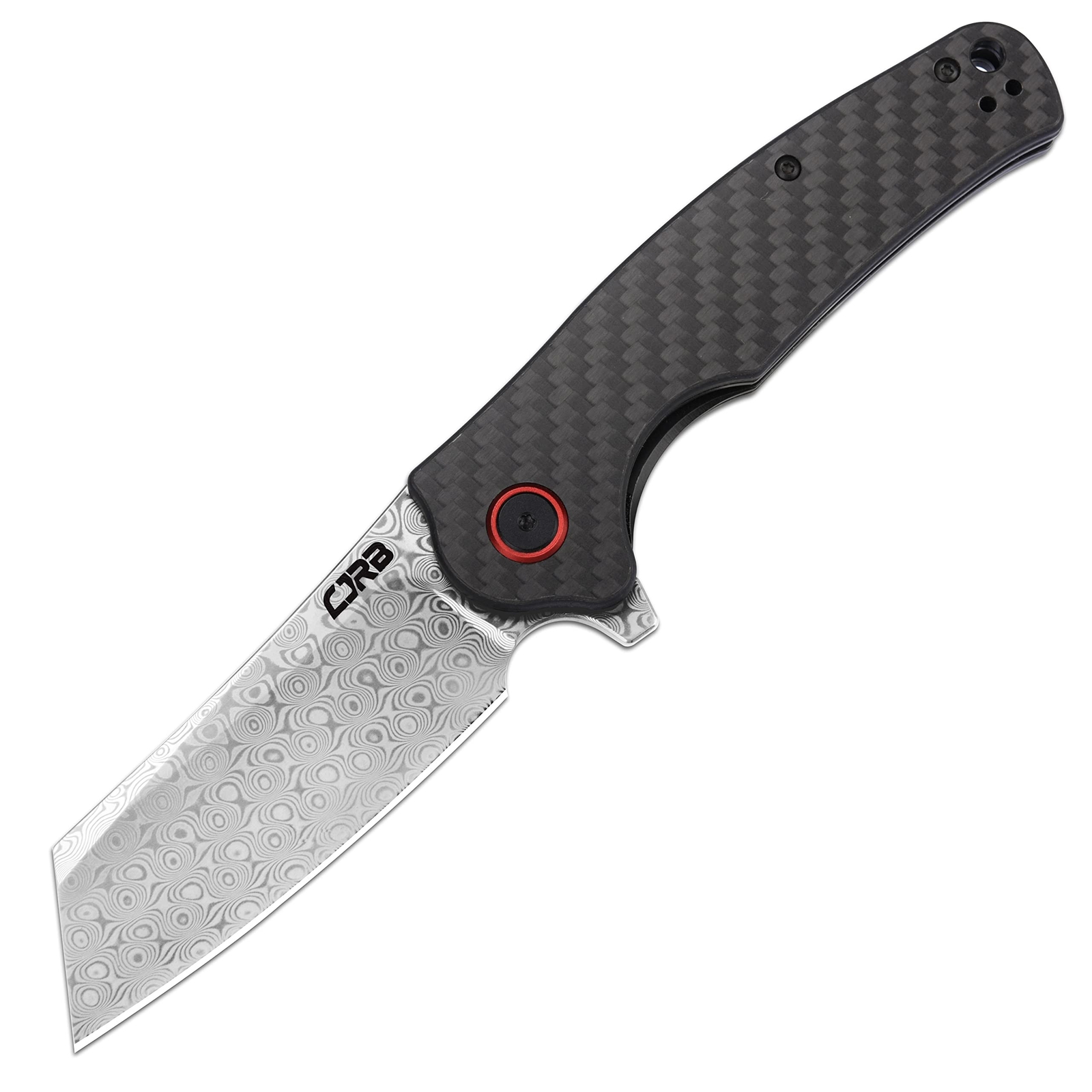 CJRB CUTLERY Folding Knife Crag (J1904) Rose Damascus Steel Blade Carbon Fibe... CJRB CUTLERY Folding Knife Crag (J1904) Rose Damascus Steel Blade Carbon Fibe...