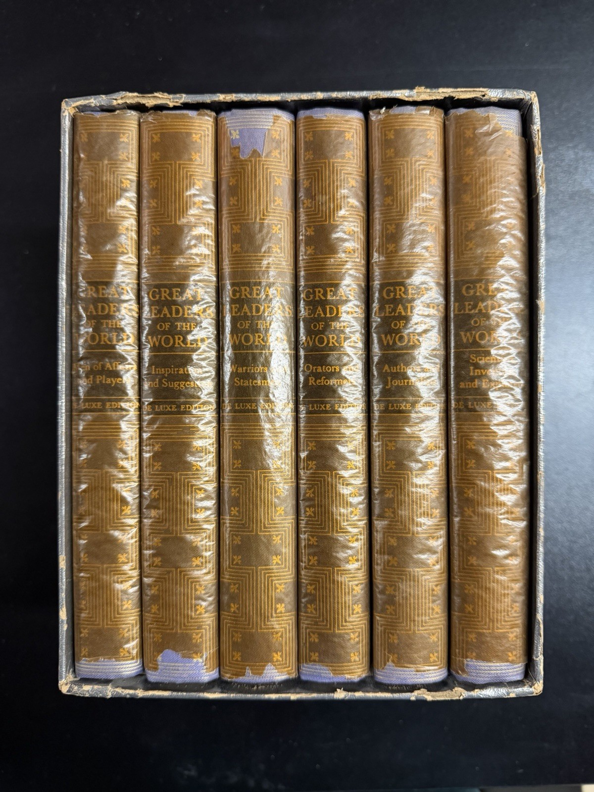 Vintage 1937 Great Leaders of the World De Luxe Edition 6 Volume Set HC