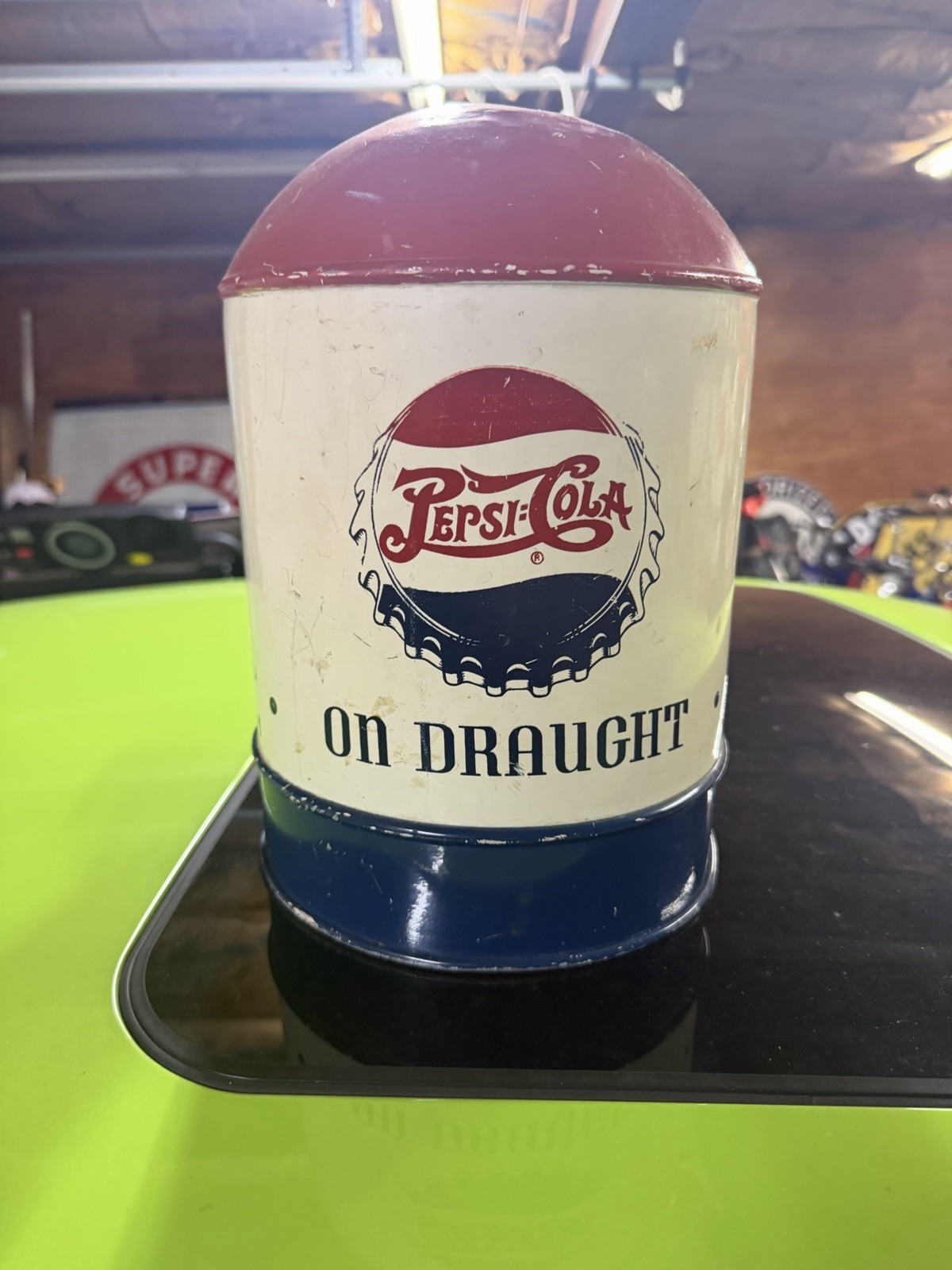 Vintage Rare 1940s Pepsi Cola Double Dot On Draught Metal Syrup Advertising Vintage Rare 1940s Pepsi Cola Double Dot On Draught Metal Syrup Advertising