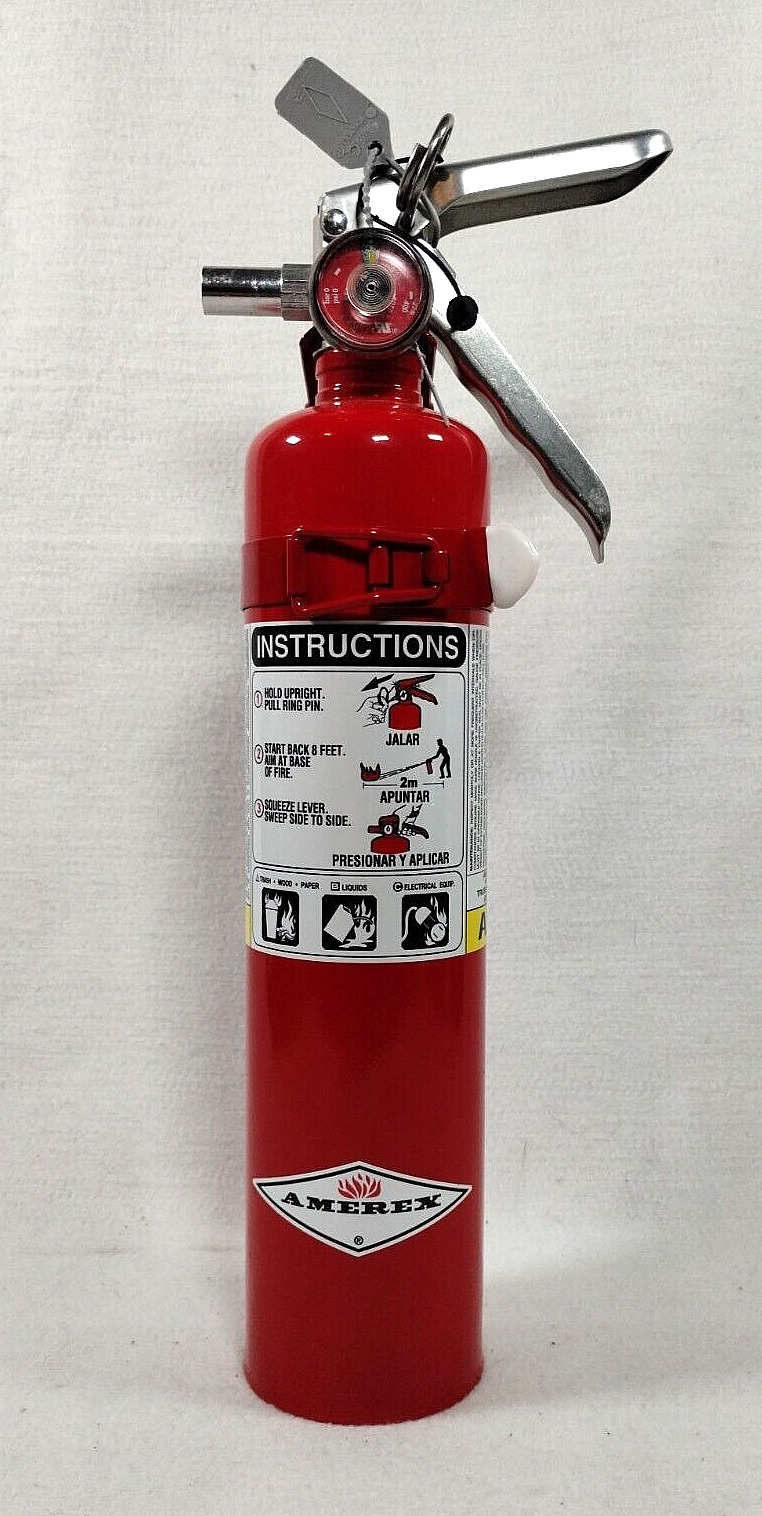 AMEREX B417T Fire Extinguisher, Class ABC 2.5 LB (AL VLV with Marine Bracket)
