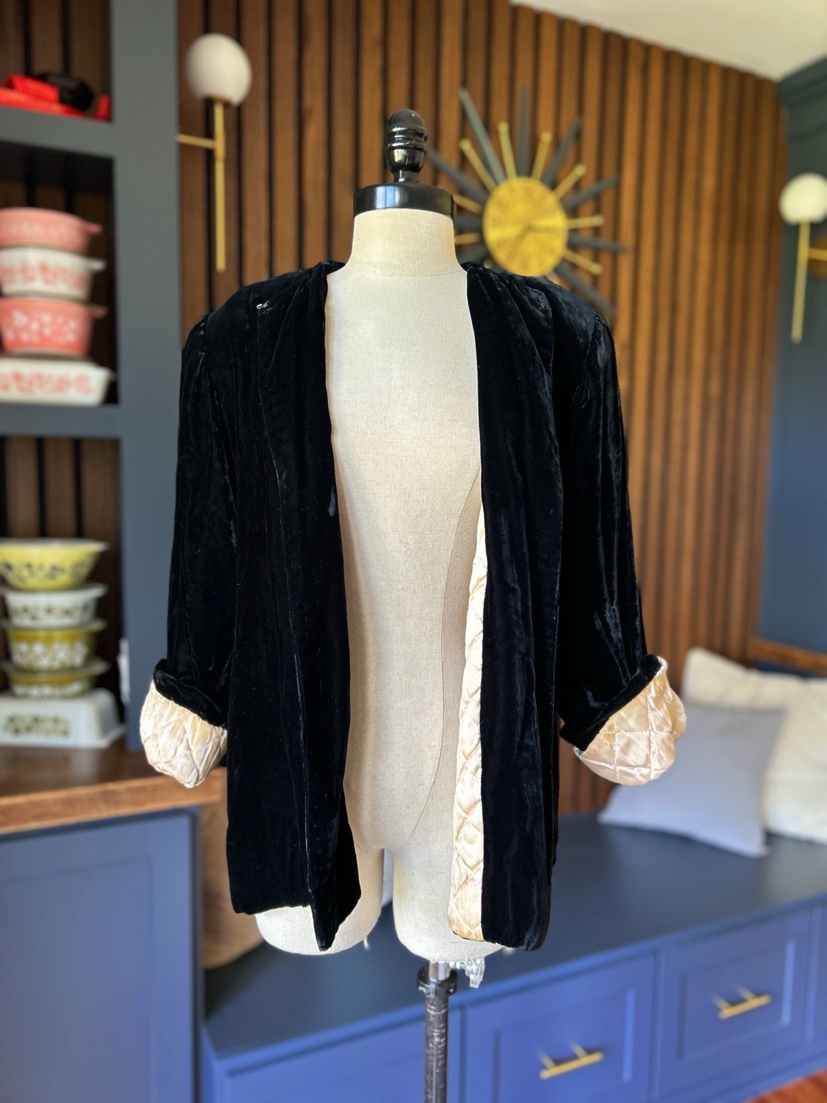 Vintage 1940s Velvet Opera Coat- Flawed Eveningwear Silk Rayon Diamond Quilt