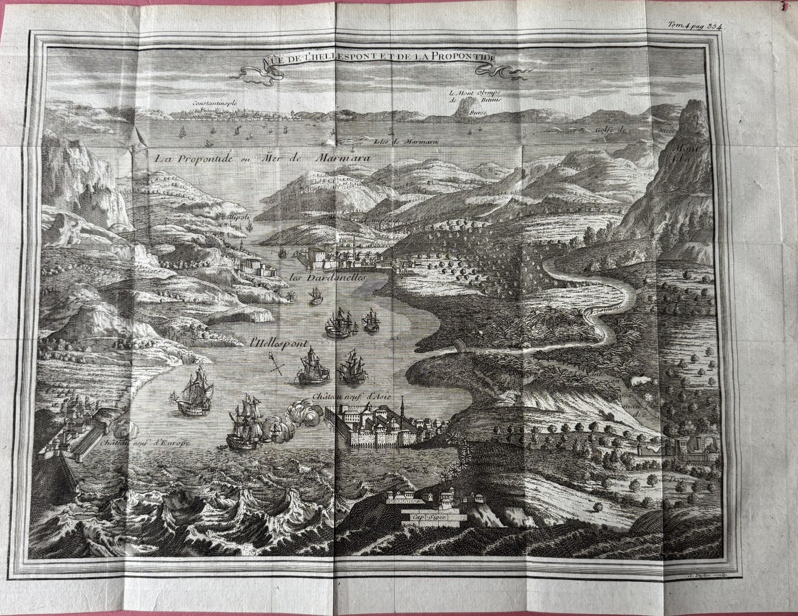 DARDANELLES CONSTANTINOPLE TURKEY c. 1705 NICOLAS DE FER ANTIQUE VIEW
