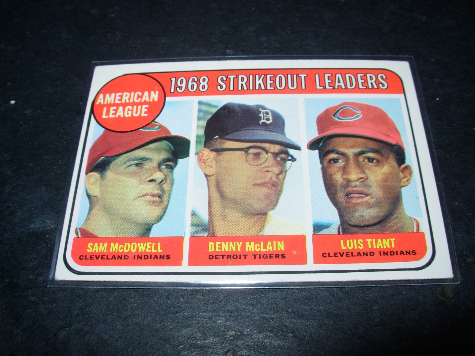 1969 Topps Baseball #11-1968 AL Strikeout Leaders-McDowell, McLain, Tiant 1969 Topps Baseball #11-1968 AL Strikeout Leaders-McDowell, McLain, Tiant