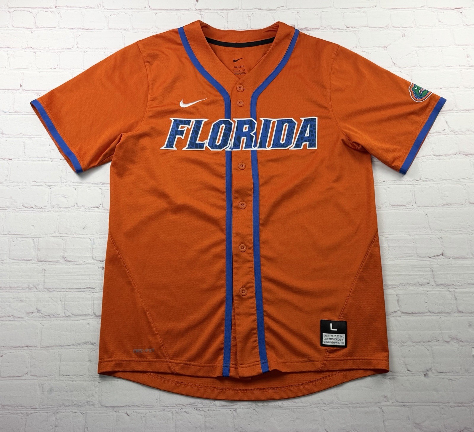 Nike Florida Gators Baseball Jersey Mens Large Orange Dri Fit NCAA Stitched Nike Florida Gators Baseball Jersey Mens Large Orange Dri Fit NCAA Stitched