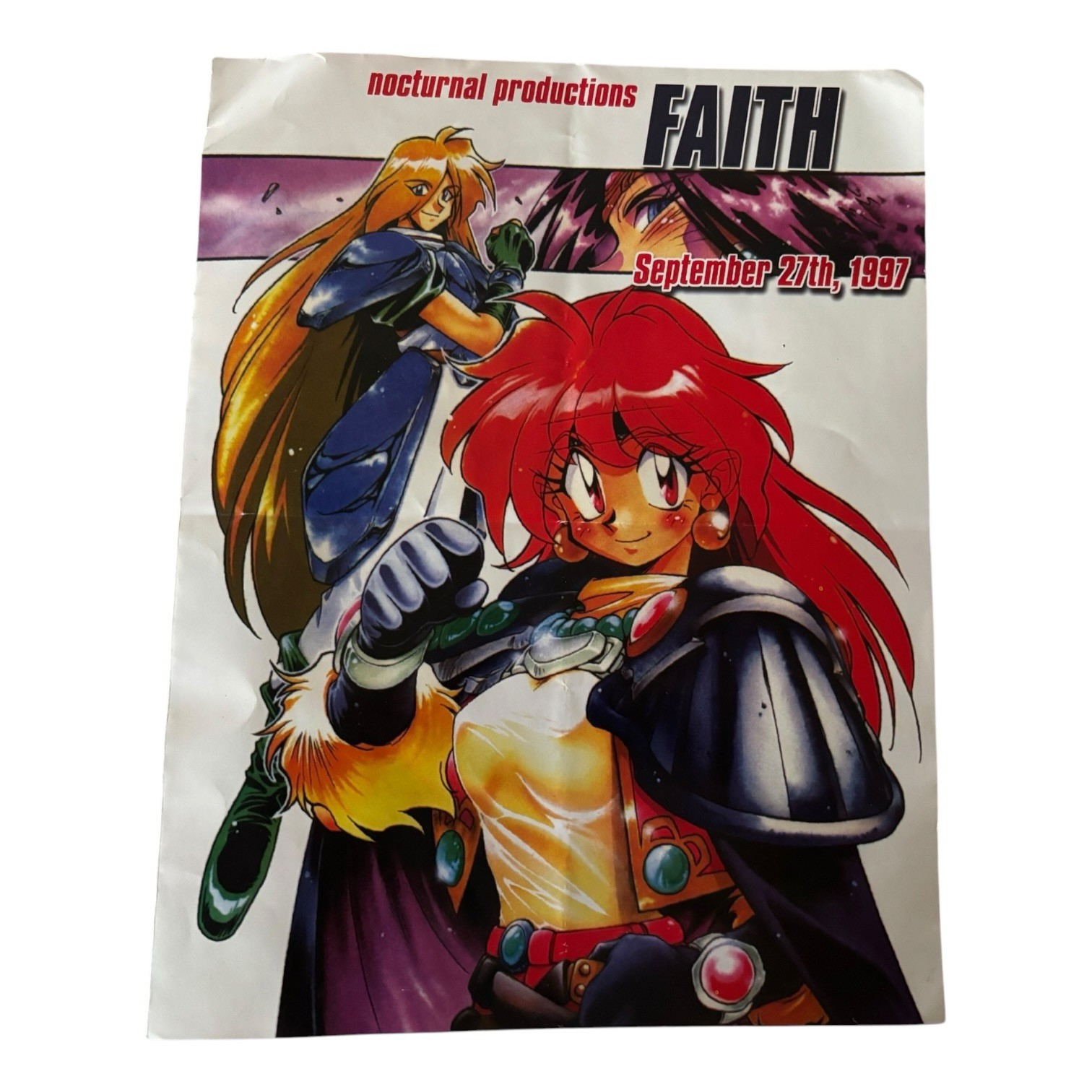 Rare 1997 Nocturnal Productions FAITH Rave Flyer Poster Slayers Anime Art VTG Rare 1997 Nocturnal Productions FAITH Rave Flyer Poster Slayers Anime Art VTG