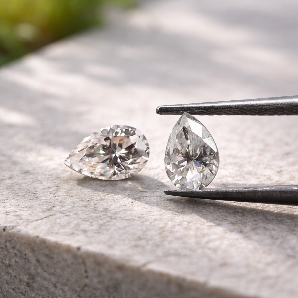 2pcs 8x12mm Pear cut D color IF Clarity  Loose Lab grown Diamond GIE Certified 