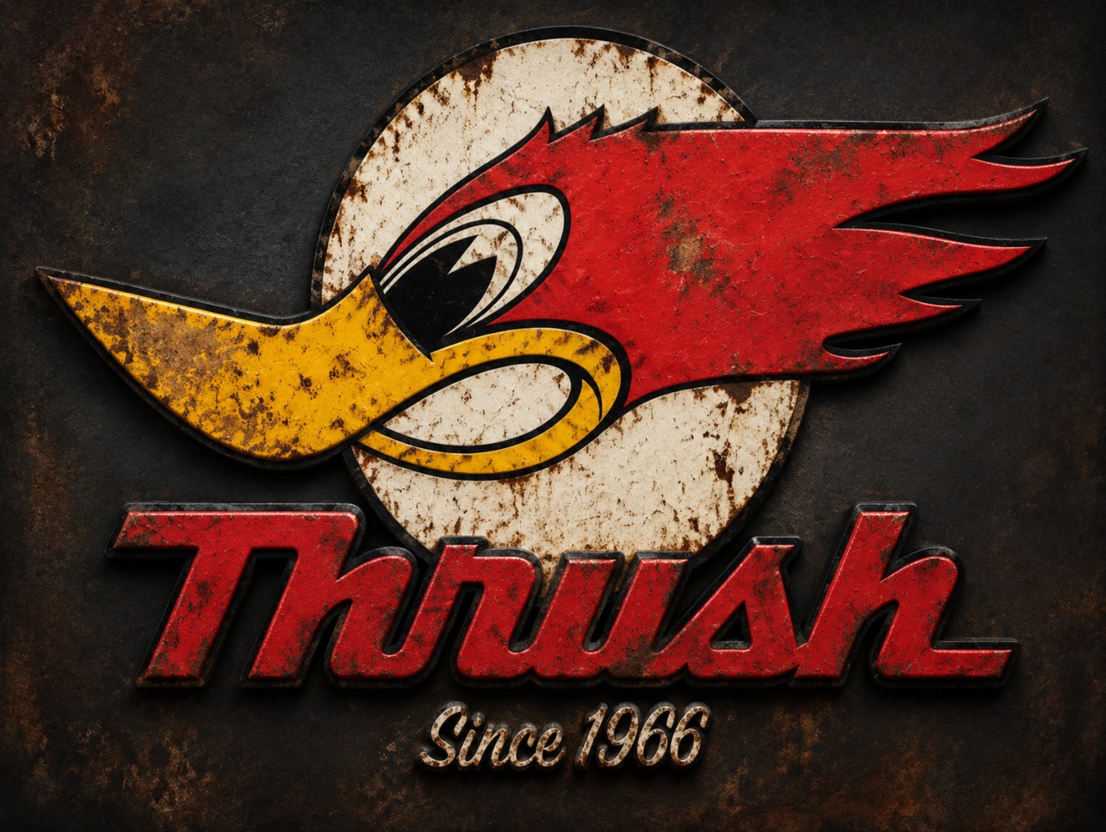 rusty thrush since 1966 wall art metal sign rusty thrush since 1966 wall art metal sign