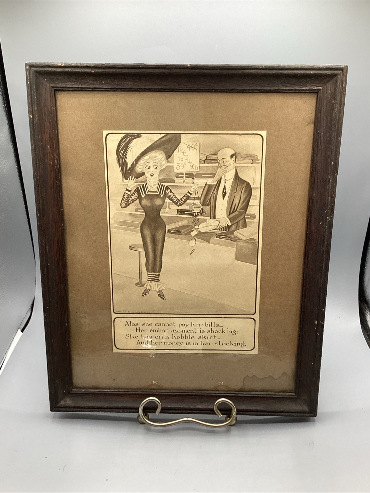 1910-1914 Era Framed Comic Illustration 15.5”x 12.5” Morris & Bendien Copyright 