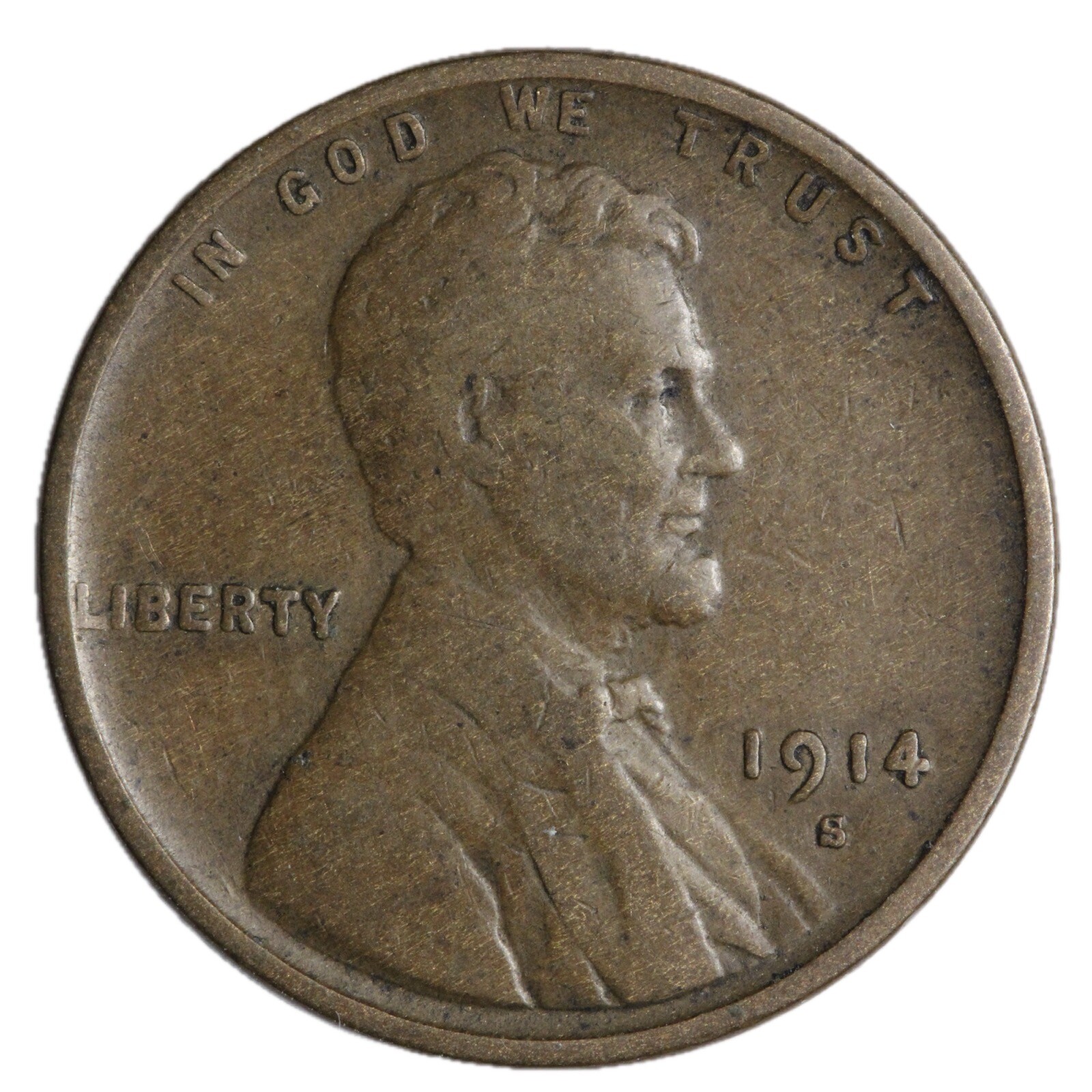 1914-S Lincoln Wheat Cent Penny F/VF Complete Your Album = 1914-S Lincoln Wheat Cent Penny F/VF Complete Your Album =
