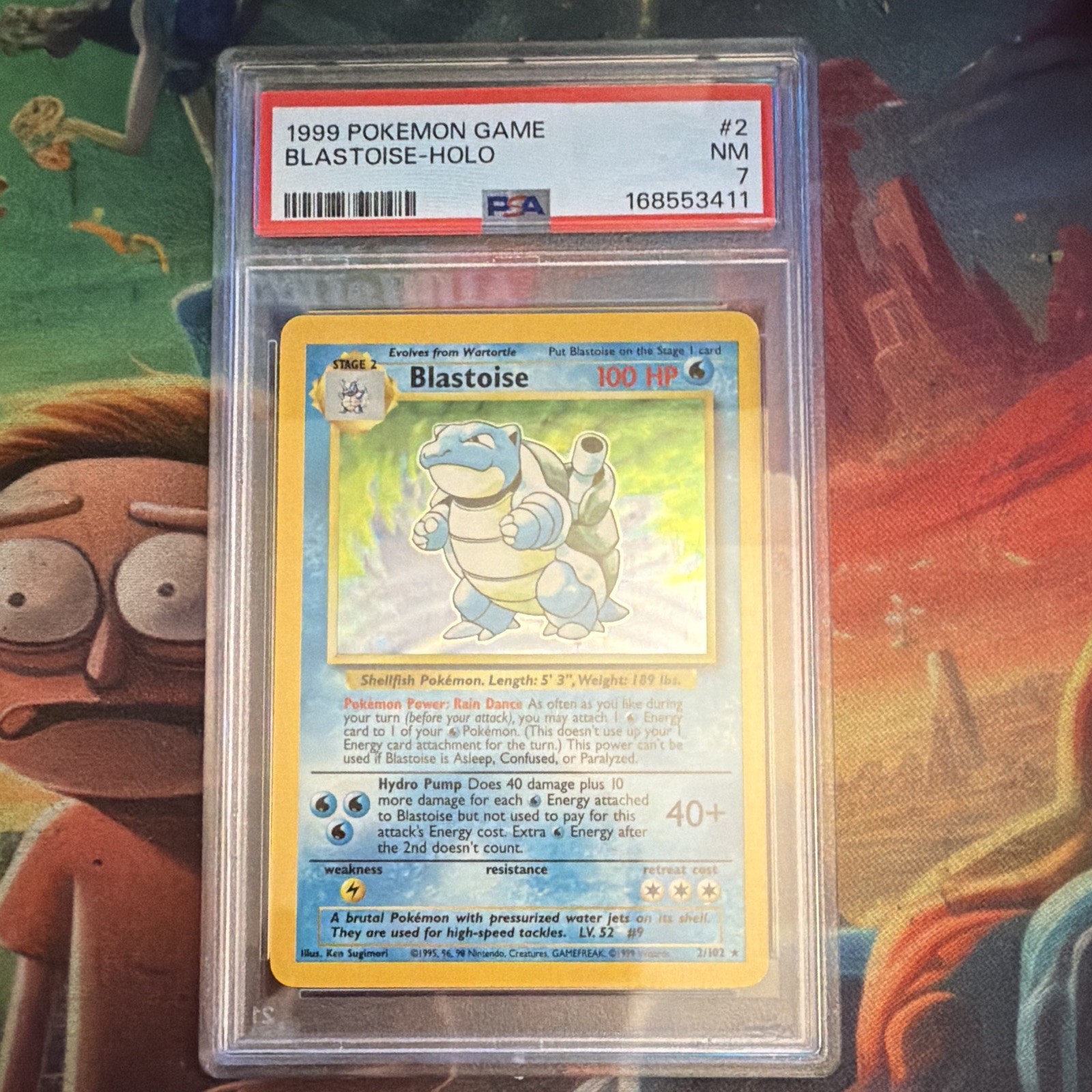 Pokémon Blastoise Base Set Holo Rare PSA 7 2/102 English 1999 HP 100