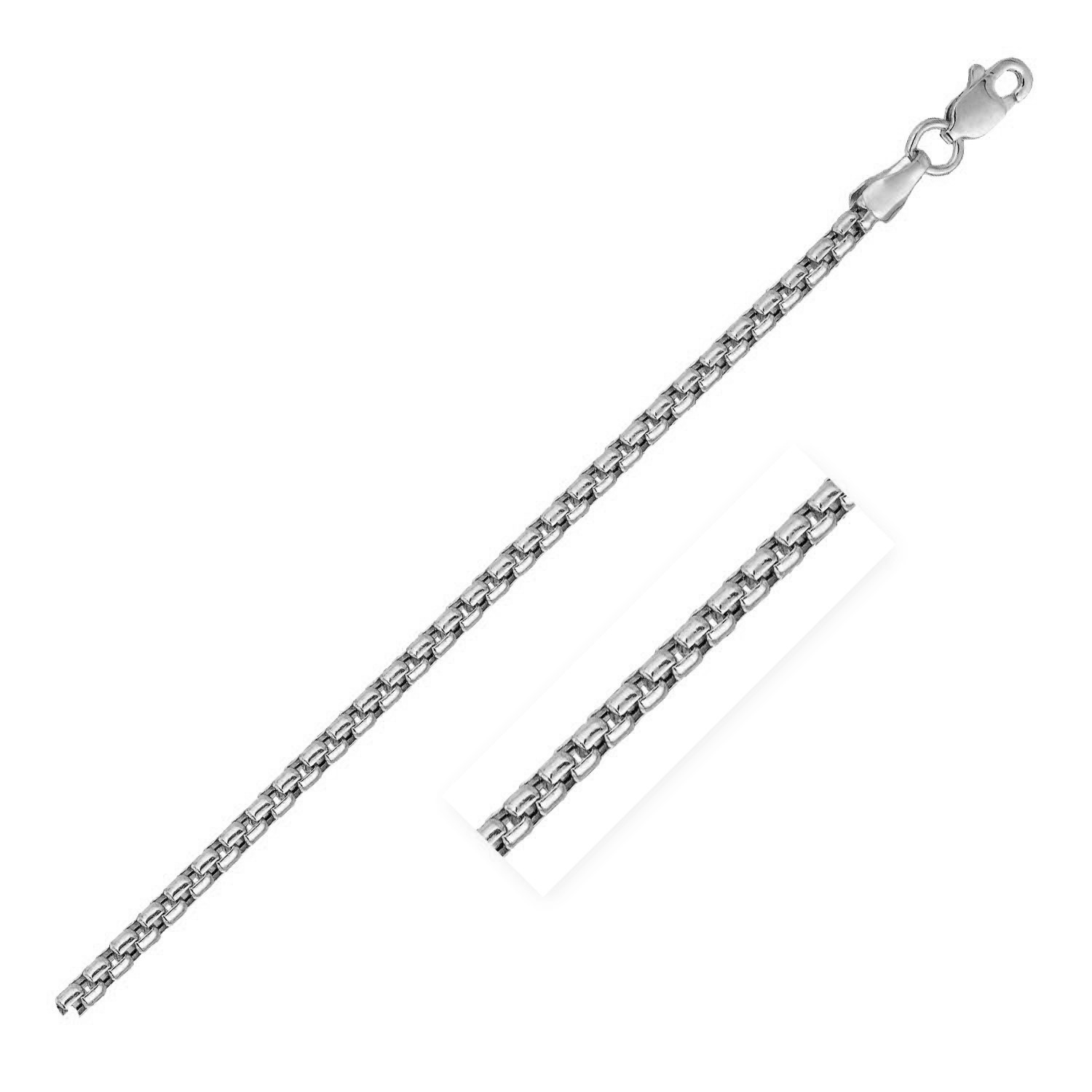 14k White Gold Solid Round Box Chain (2.5 mm) 14k White Gold Solid Round Box Chain (2.5 mm)