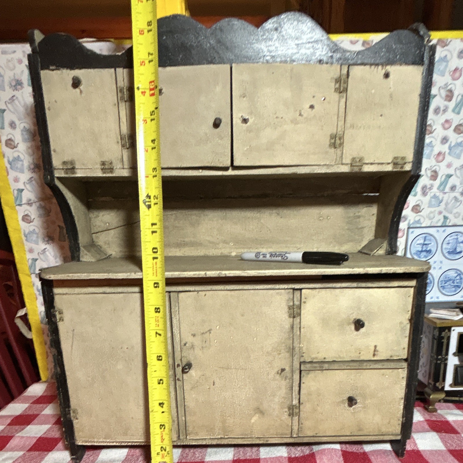Antique Toy Kitchen Cabinet Cupboard Wooden 18 by 16 Inches. Very Rare Find Antique Toy Kitchen Cabinet Cupboard Wooden 18 by 16 Inches. Very Rare Find