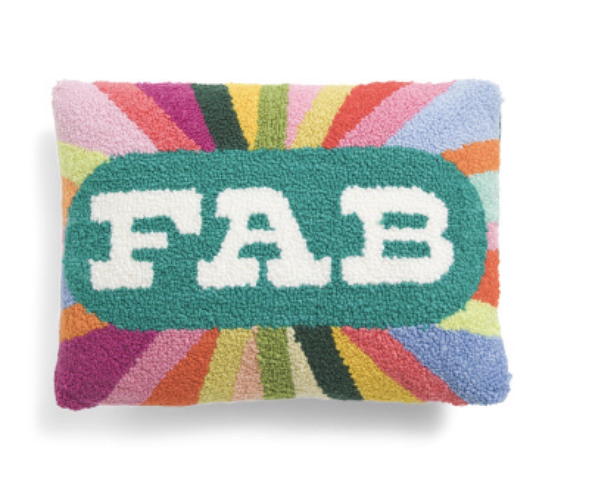 Hooked Pillow FAB Cushion Handmade Furbish 12x16 Striped NEW Colorful Fun Hooked Pillow FAB Cushion Handmade Furbish 12x16 Striped NEW Colorful Fun