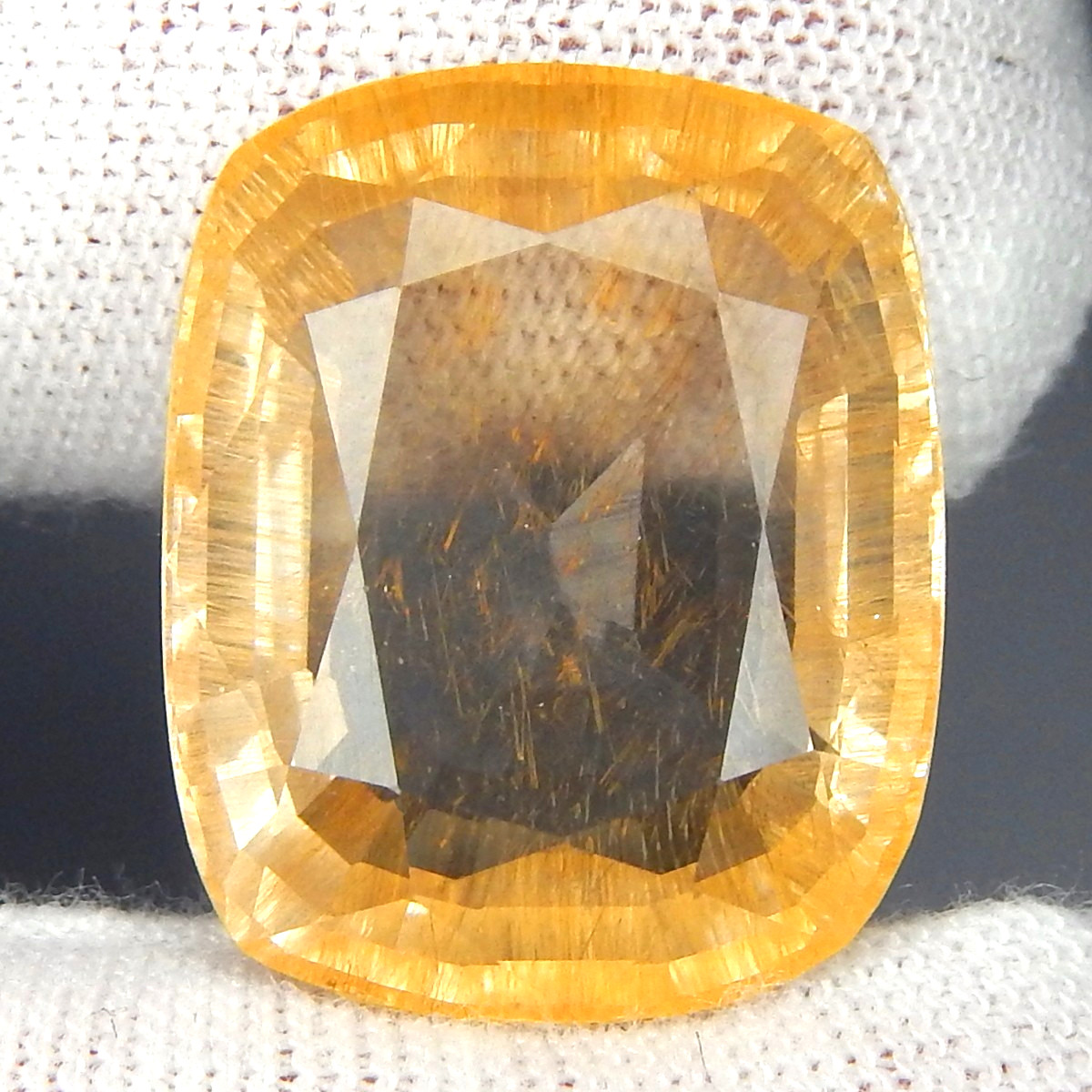 BEST RARE 25.6ct IF Rutilated Topaz Unheated Natural Earth Mined Faceted Cushion