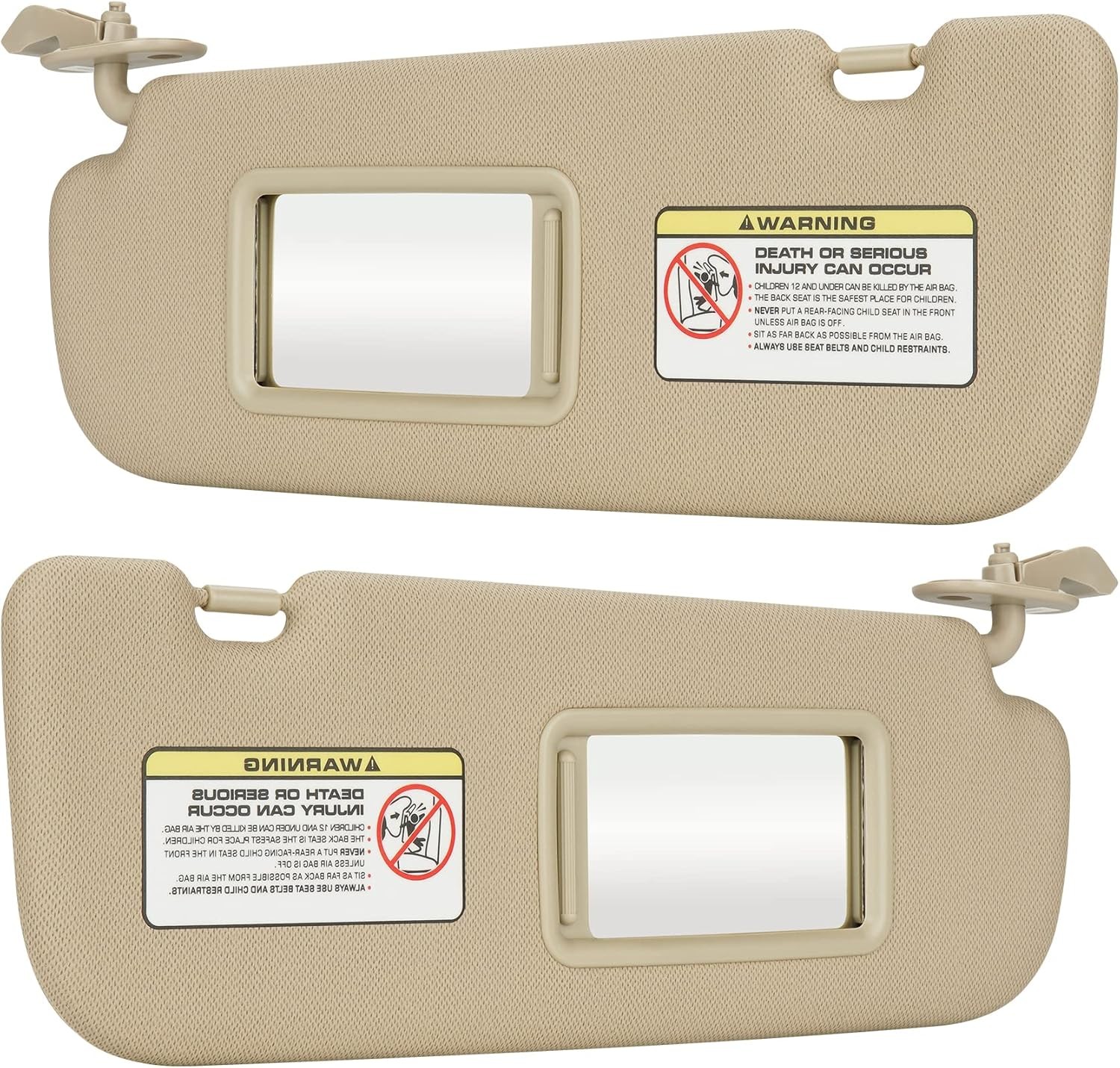 Beige Driver Left + Passenger Right Side Sun Visor Replacement Beige Driver Left + Passenger Right Side Sun Visor Replacement