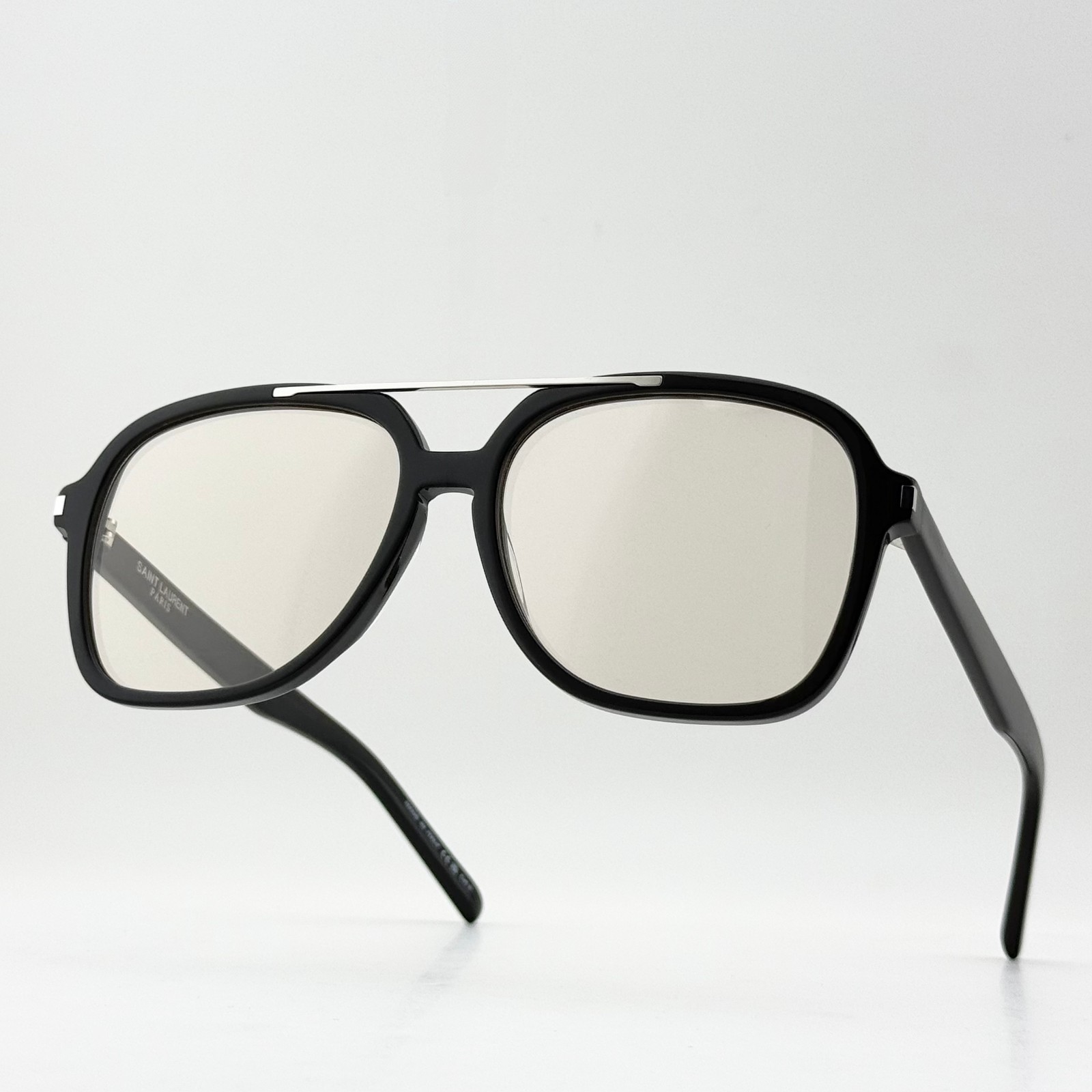Saint Laurent SL 545 Black Frame Light Yellow Lens Square Sunglasses Unisex