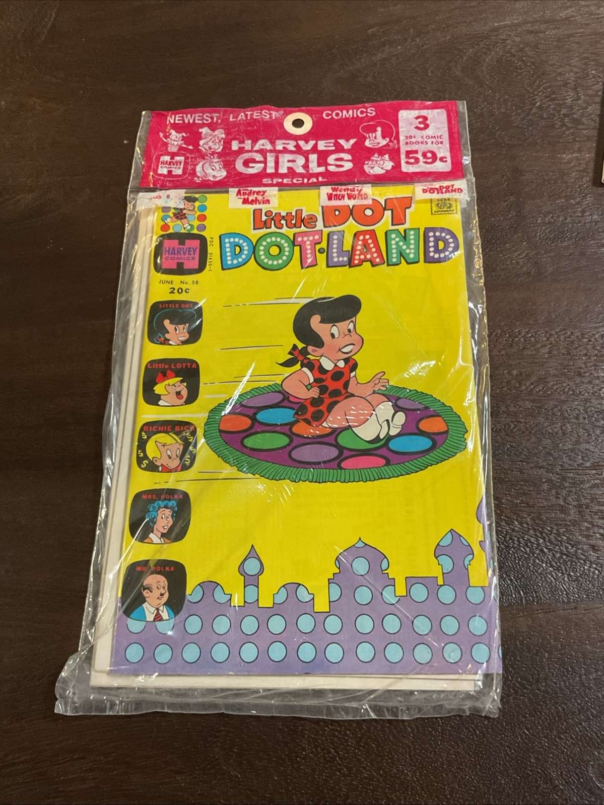 1973 Harvey Comic 3-Pack SEALED Dotland 58 Audrey and Melvin 58 Wendy 49 VF-NM