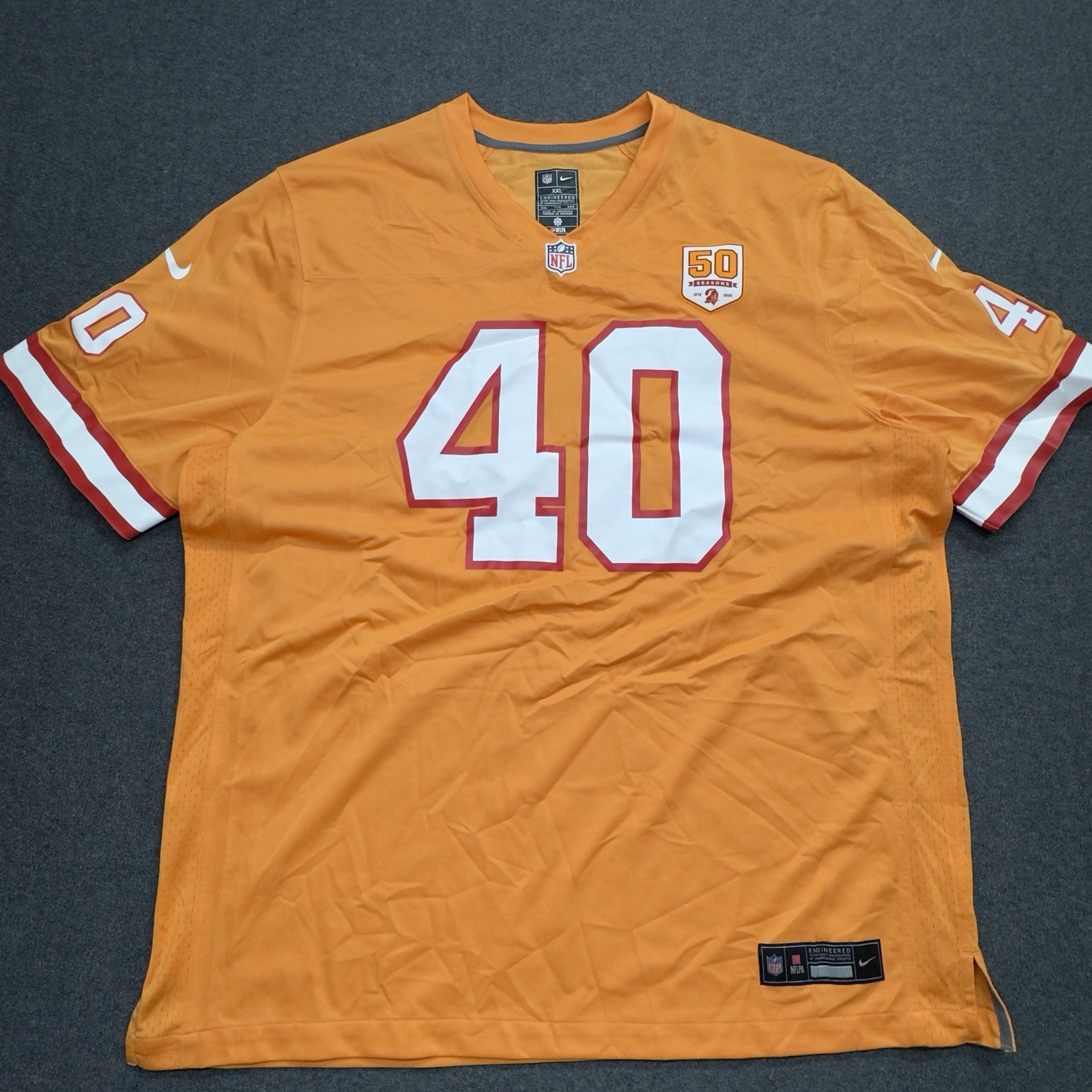 Nike Mike Alstott #40 Tampa Bay Buccaneers 50th Anniversary Jersey 2XL Orange