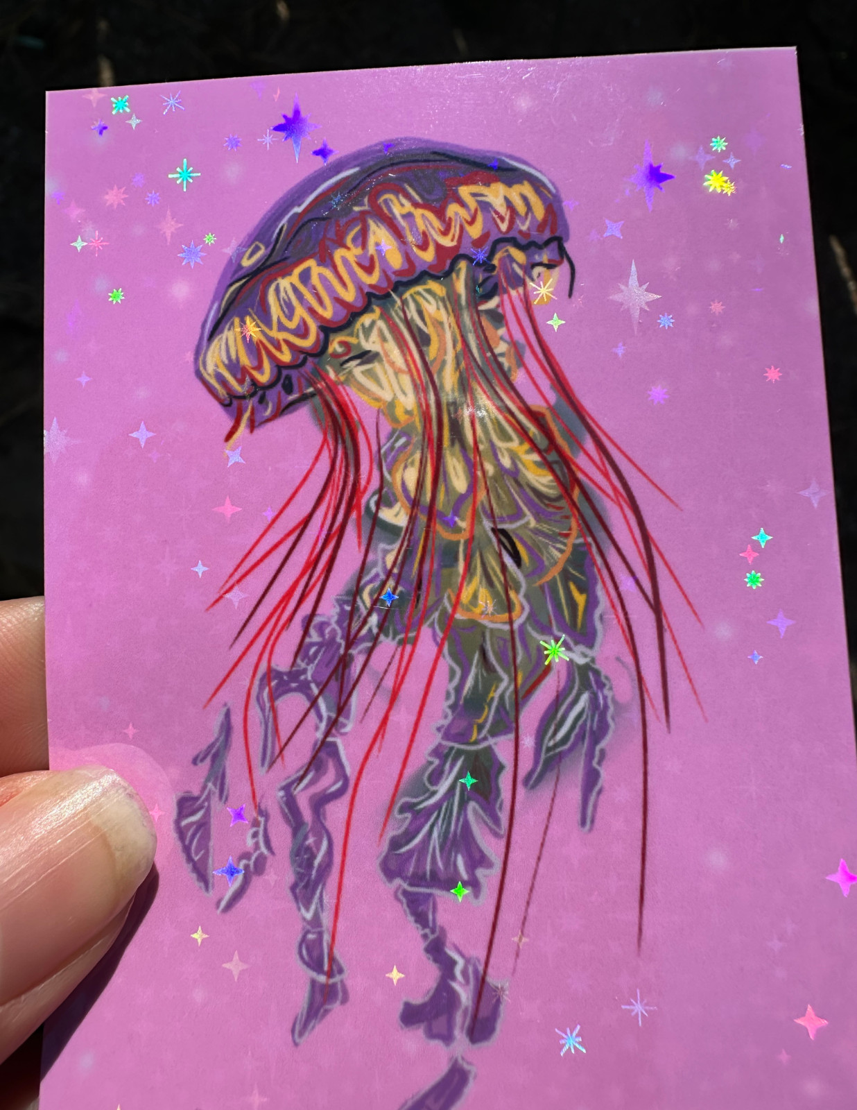 ACEO Holographic PRINTS Ocean floral themed lot variety TheQuietForgeArt 2.5x3.5