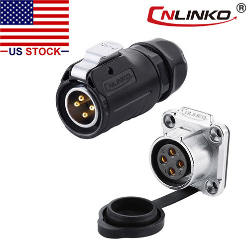 CNLINKO 4 Pin Power Connector Male Plug & Female Socket Waterproof Outdoor IP67