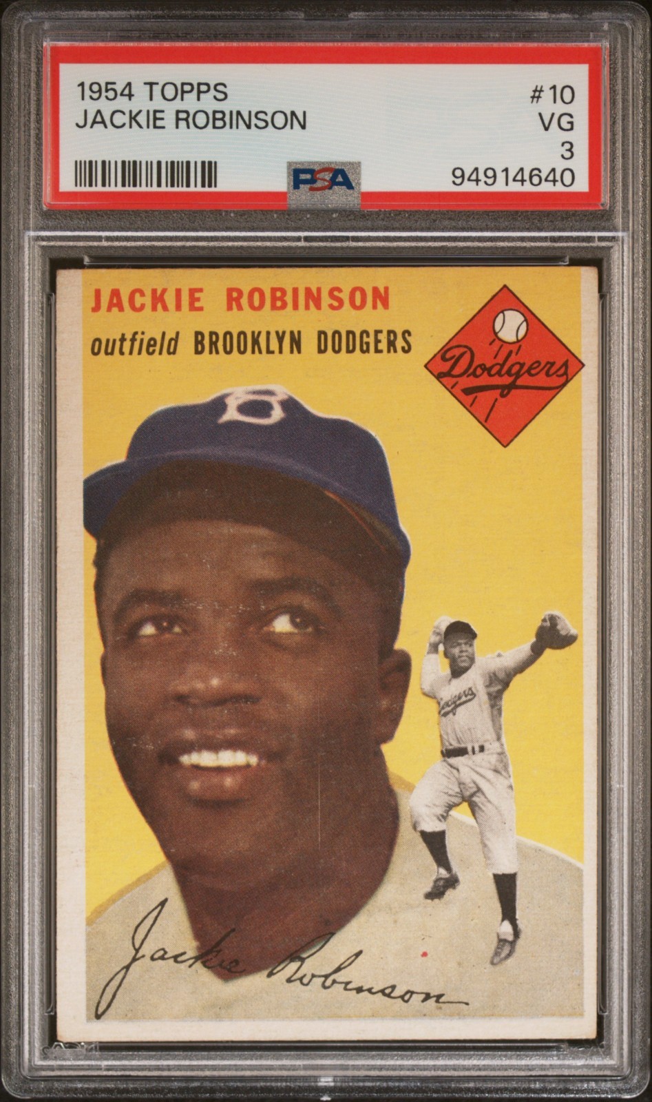 🔥 1954 TOPPS JACKIE ROBINSON #10 BROOKLYN DODGERS VG PSA 3 🔥